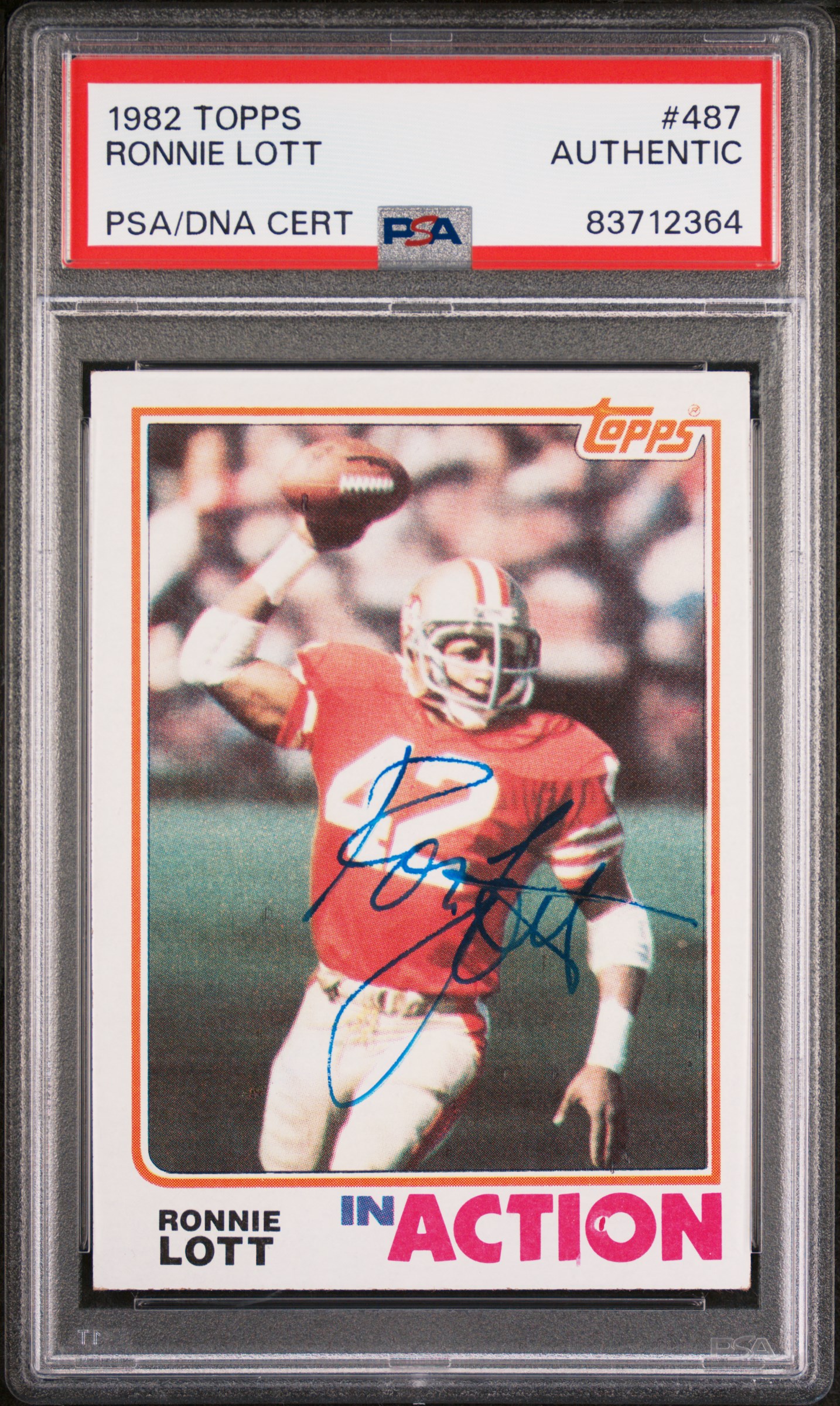 Ronnie Lott 1982 Topps Signed Football Rookie Card #487 Auto PSA