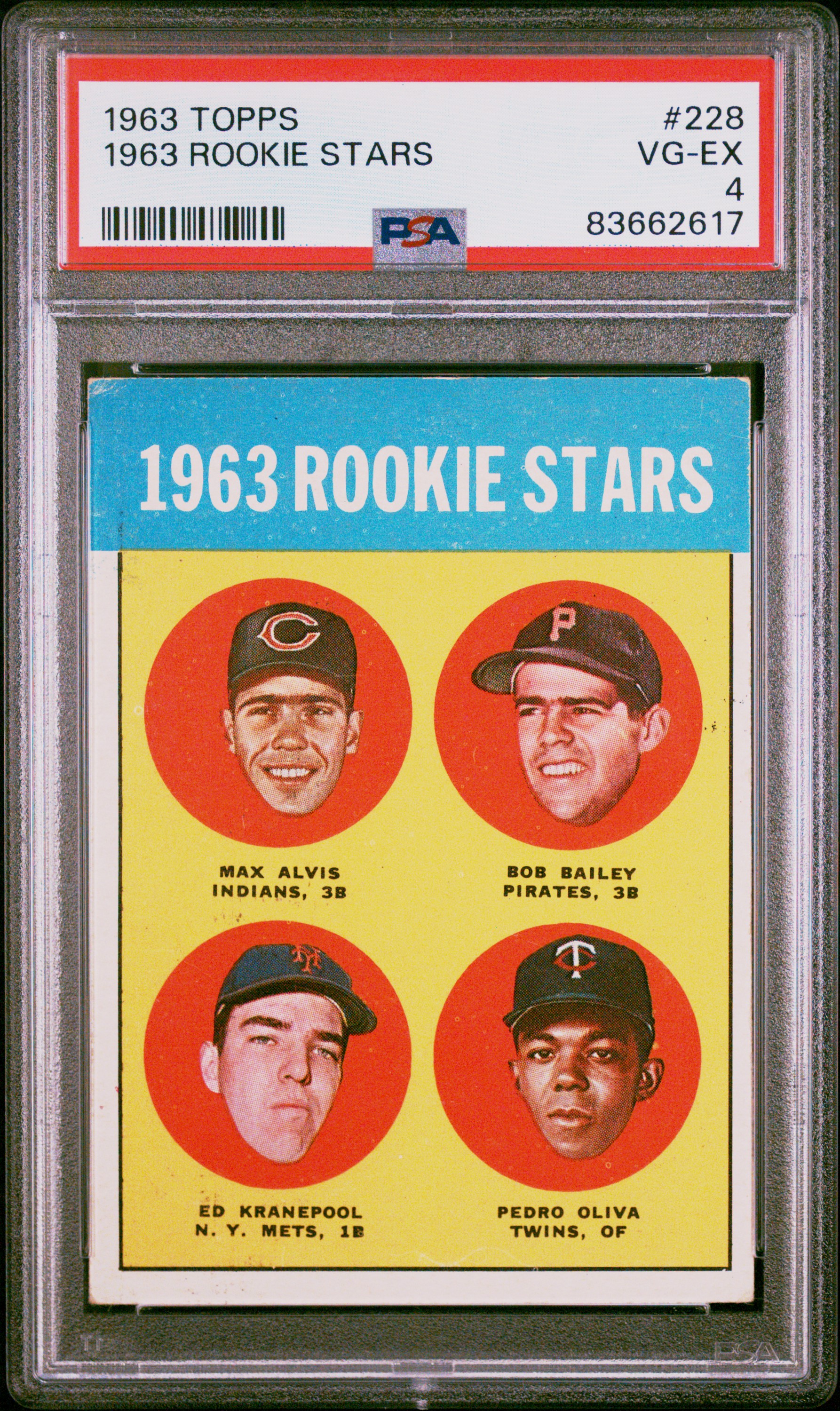 Tony Oliva Ed Kranepool 1963 Topps Rookie Stars Card #228 Graded PSA 4 83662617