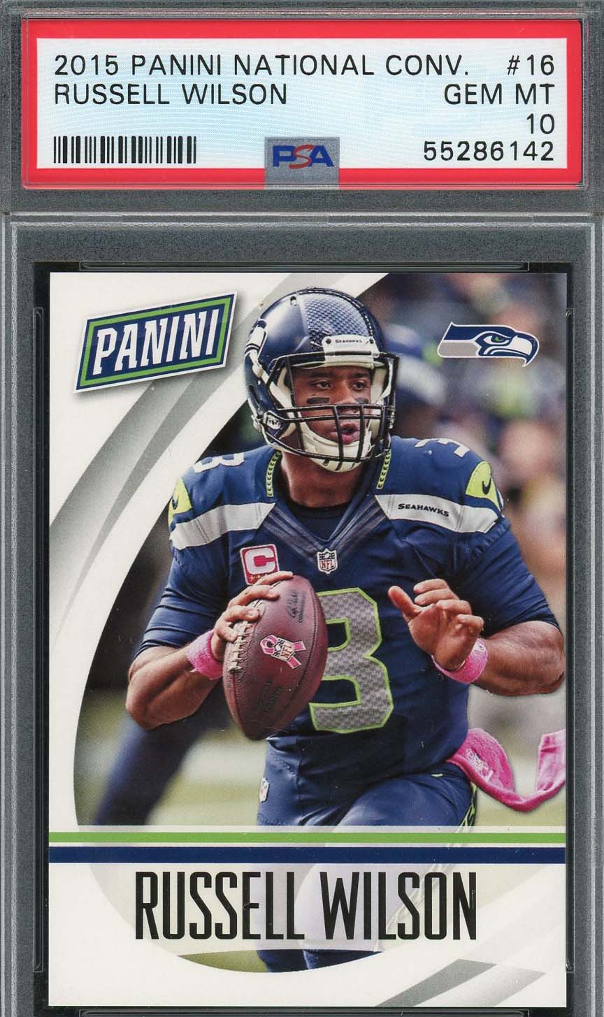 Russell Wilson 2015 Panini National Convention Football Card #8 Graded PSA 10 GEM MINT