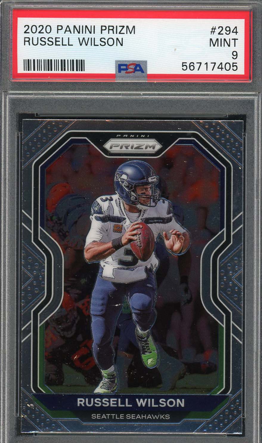 Russell Wilson 2020 Panini Prizm Football Card #294 Graded PSA 9