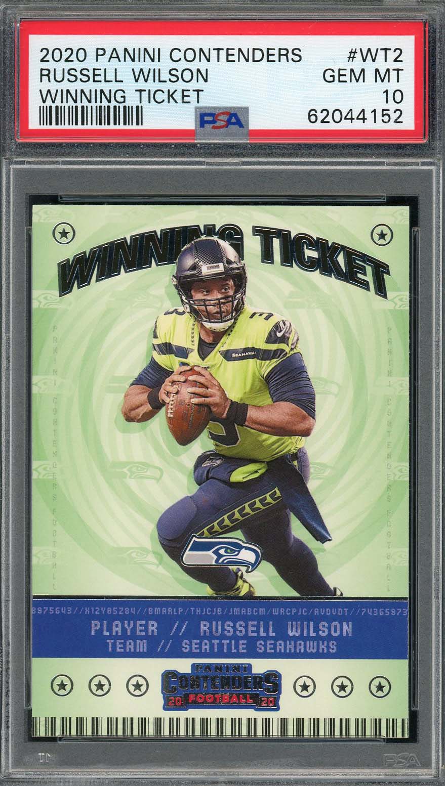 Russell Wilson 2020 Panini Contenders Winning Ticket Card #WT2 Graded PSA 10 Russell Wilson 2020 Panini Contenders Winning Ticket Card #WT2 Graded PSA 10