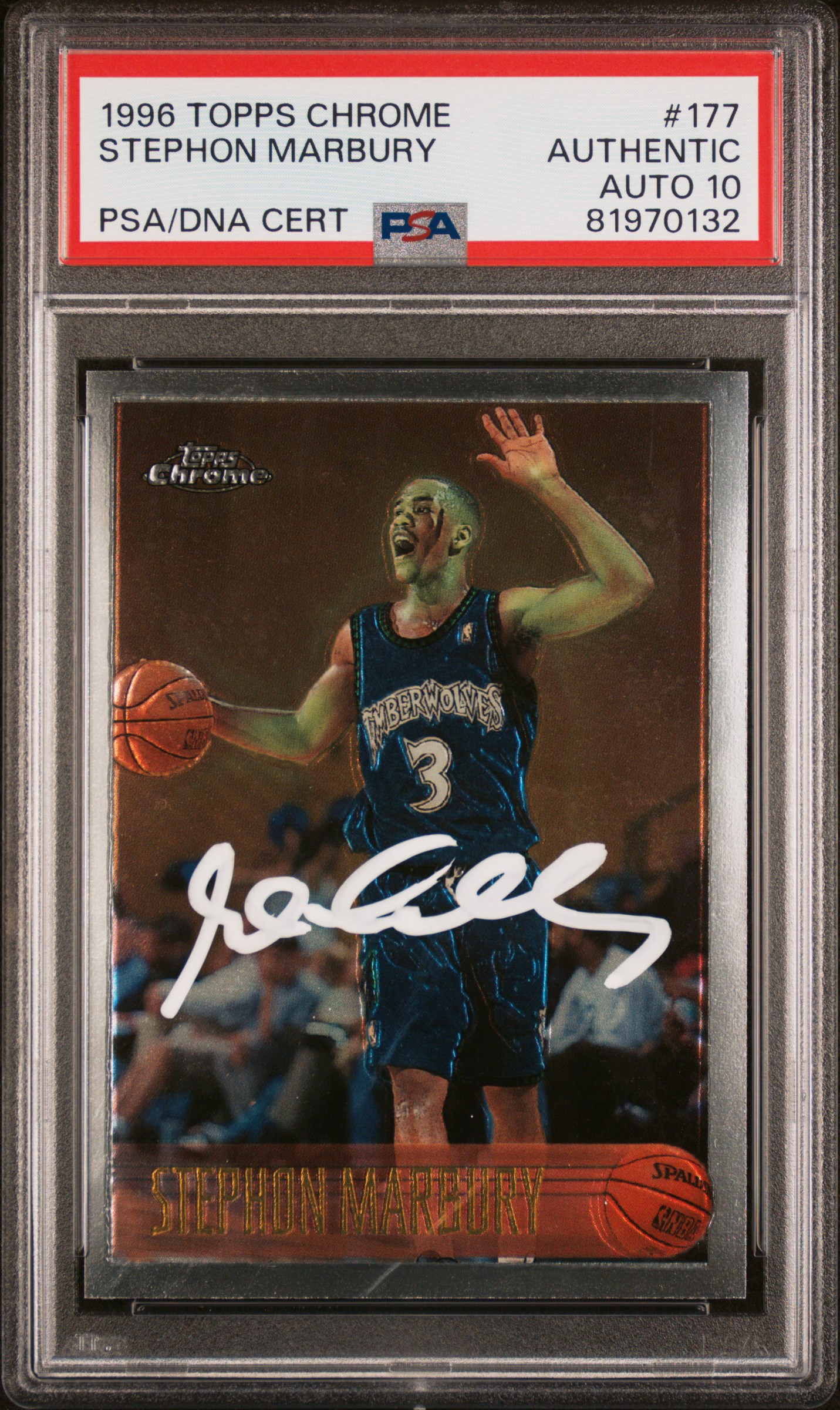 Stephon Marbury 1996 Topps Chrome Signed Rookie Card #177 Auto PSA 10 81970132