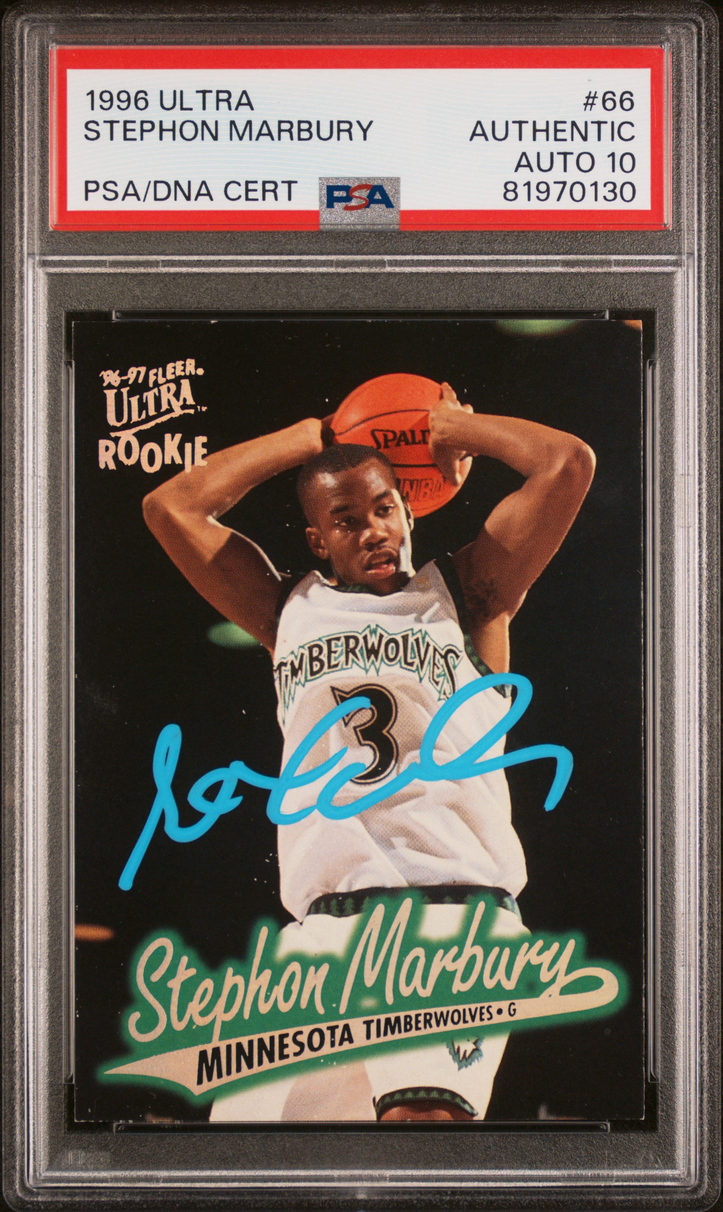 Stephon Marbury 1996 Fleer Ultra Signed Rookie Card #66 Auto PSA 10 81970130