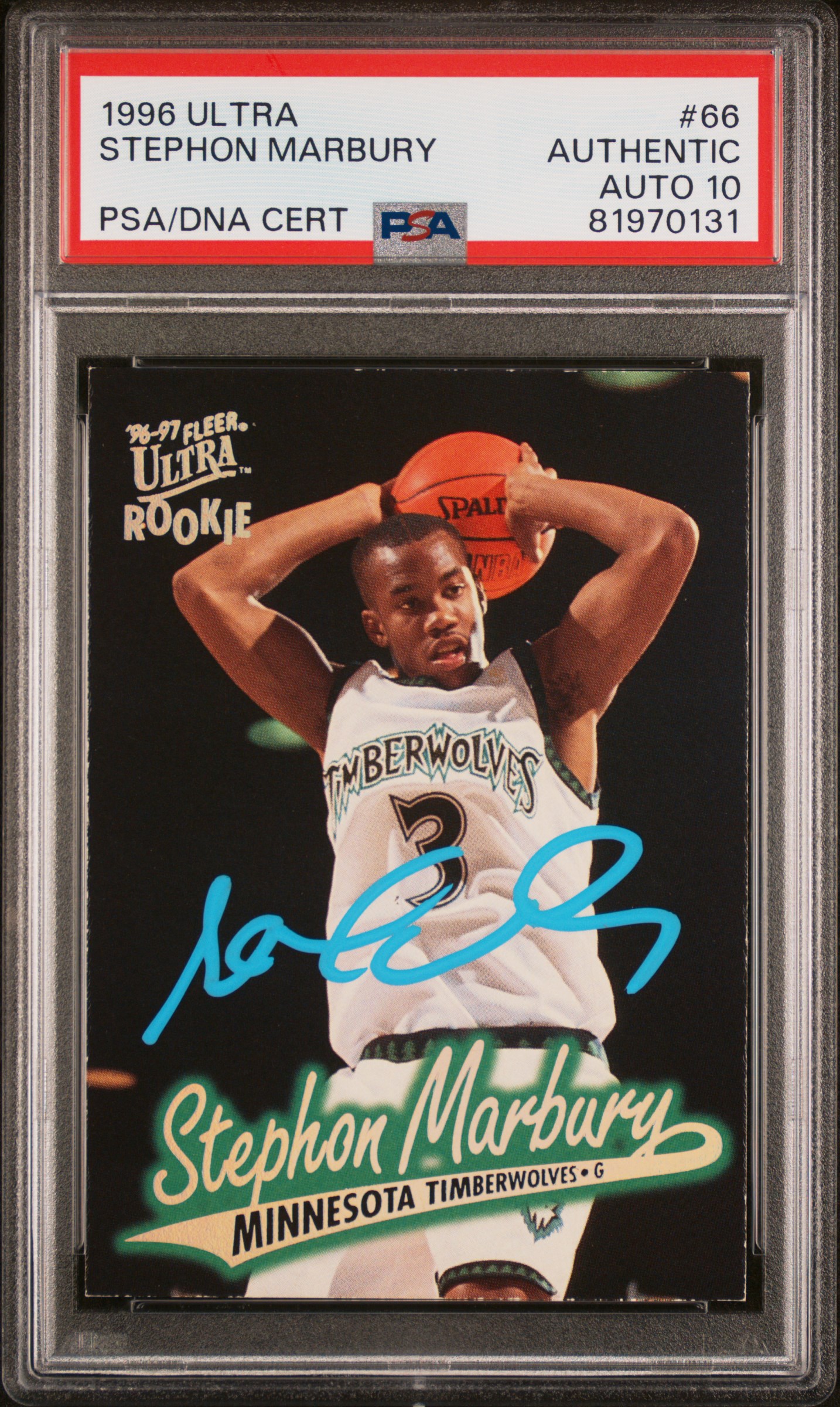 Stephon Marbury 1996 Fleer Ultra Signed Rookie Card #66 Auto PSA 10 81970131