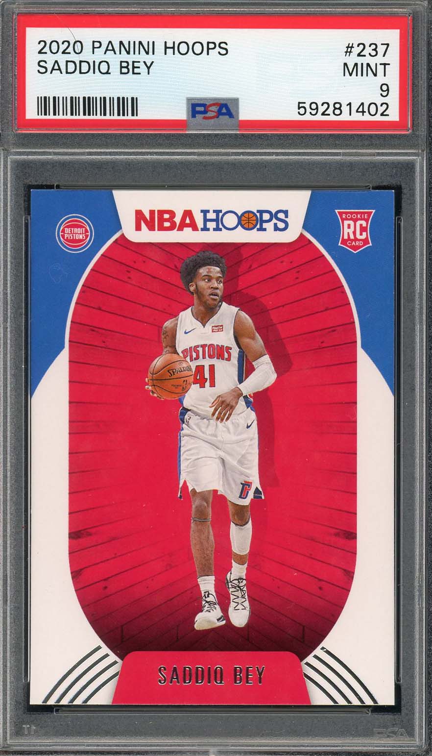 Saddiq Bey 2020 Panini Hoops Basketball Rookie Card #237 Graded PSA 9