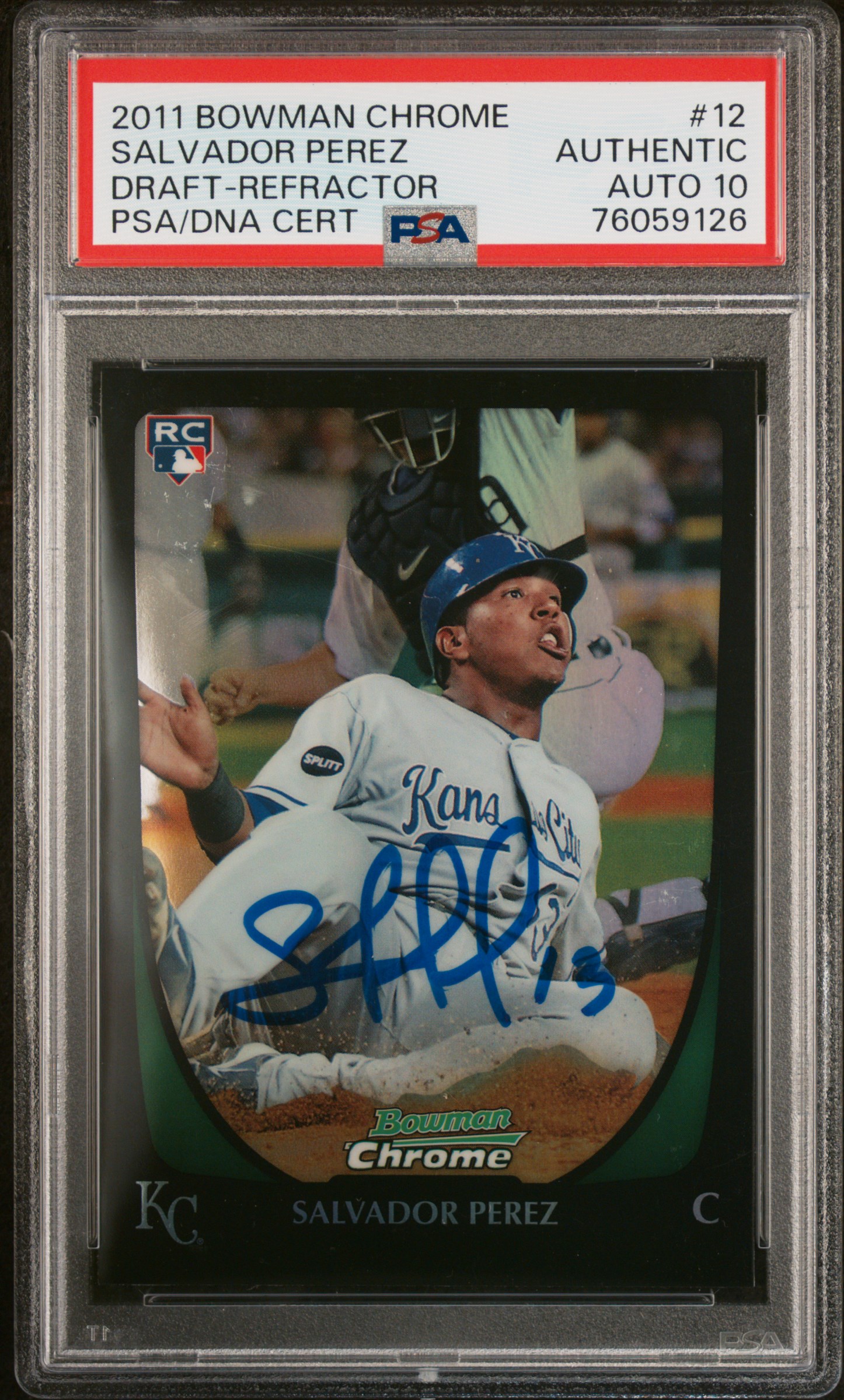 Salvador Perez 2011 Bowman Chrome Draft Refractor Rookie Card #12 Auto PSA 10