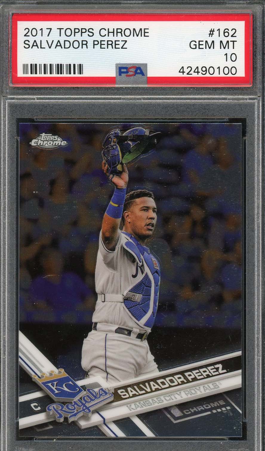 Salvador Perez 2017 Topps Chrome Baseball Card #162 Graded PSA 10 Salvador Perez 2017 Topps Chrome Baseball Card #162 Graded PSA 10