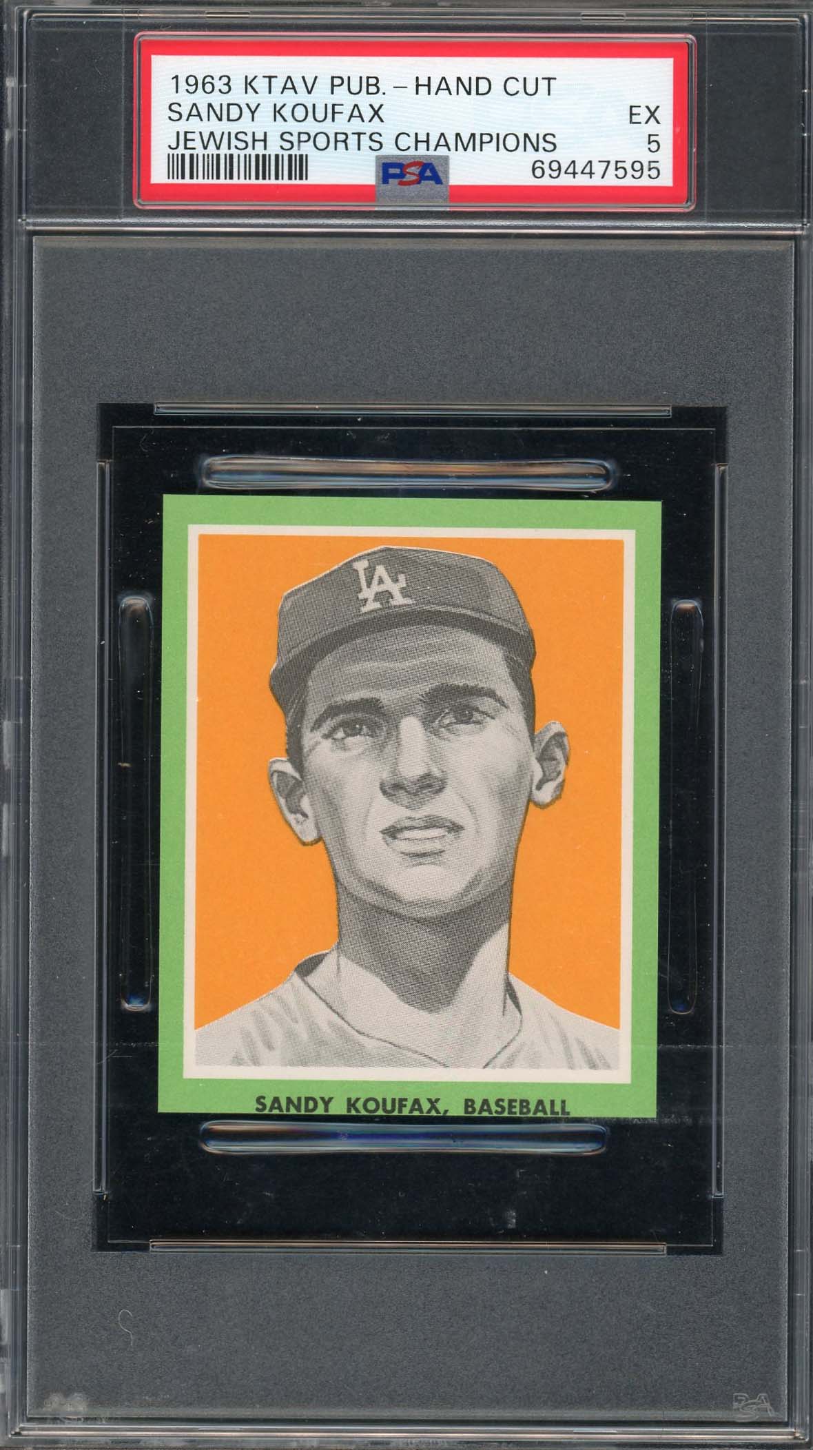 Sandy Koufax 1963 KTAV Jewish Sports Champions Baseball Card Graded PSA 5