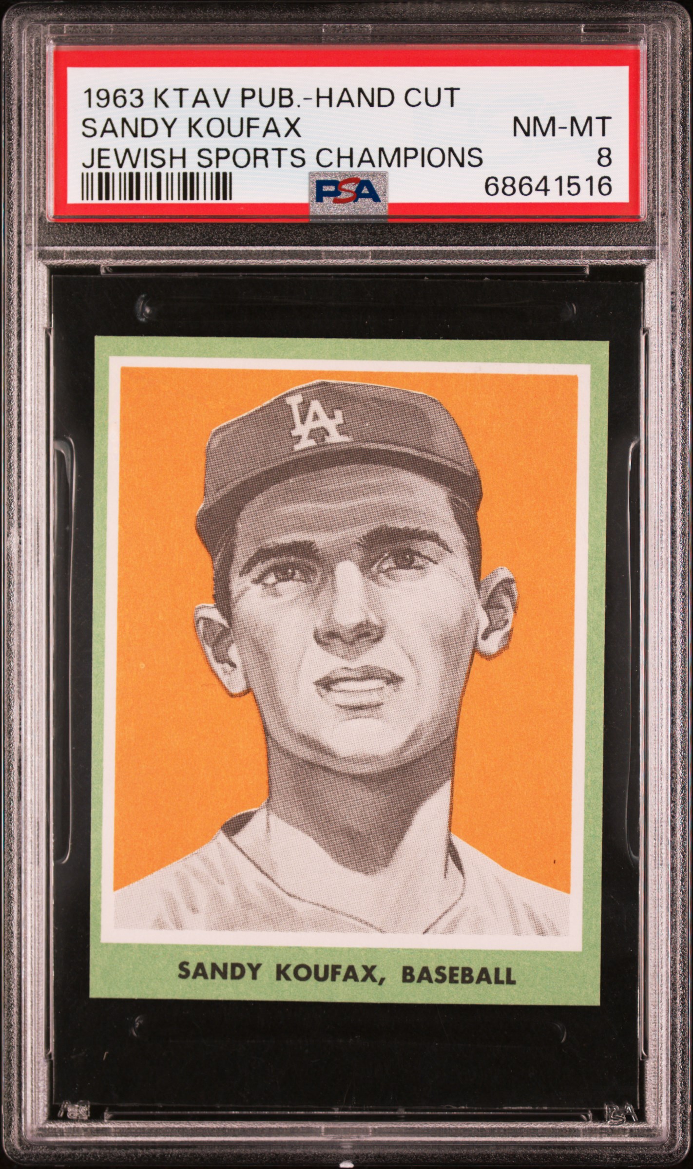 Sandy Koufax 1963 KTAV Pub Jewish Sports Champions Baseball Card Graded PSA 8