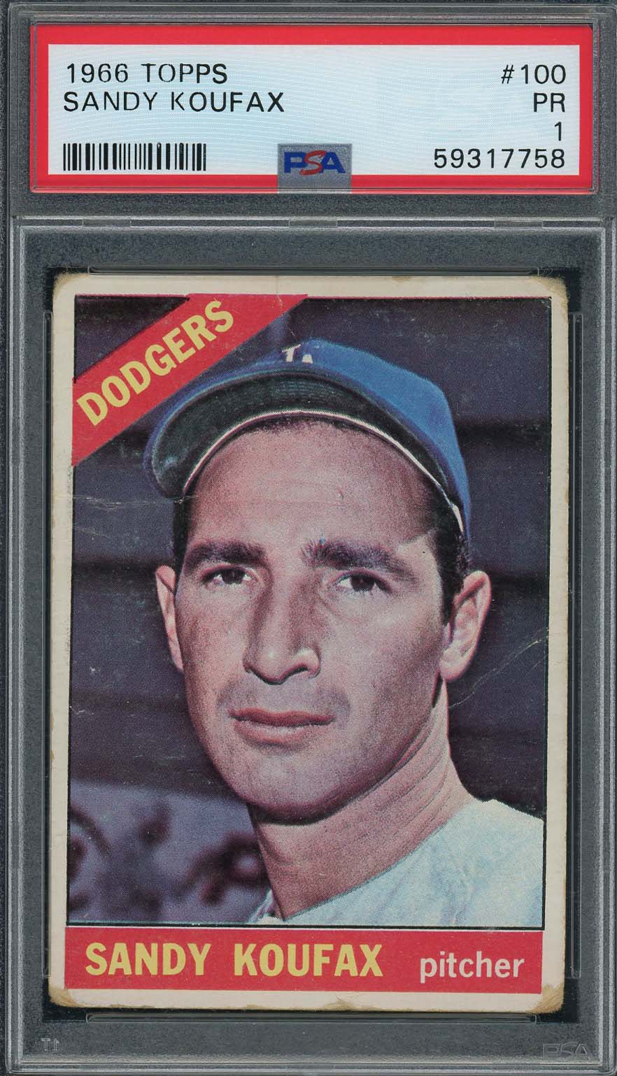 Sandy Koufax 1966 Topps Baseball Card #100 Graded PSA 1 59317758