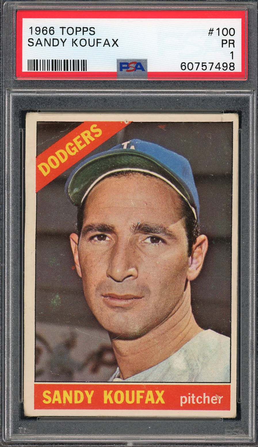 Sandy Koufax 1966 Topps Baseball Card #100 Graded PSA 1 60757498 Sandy Koufax 1966 Topps Baseball Card #100 Graded PSA 1 60757498