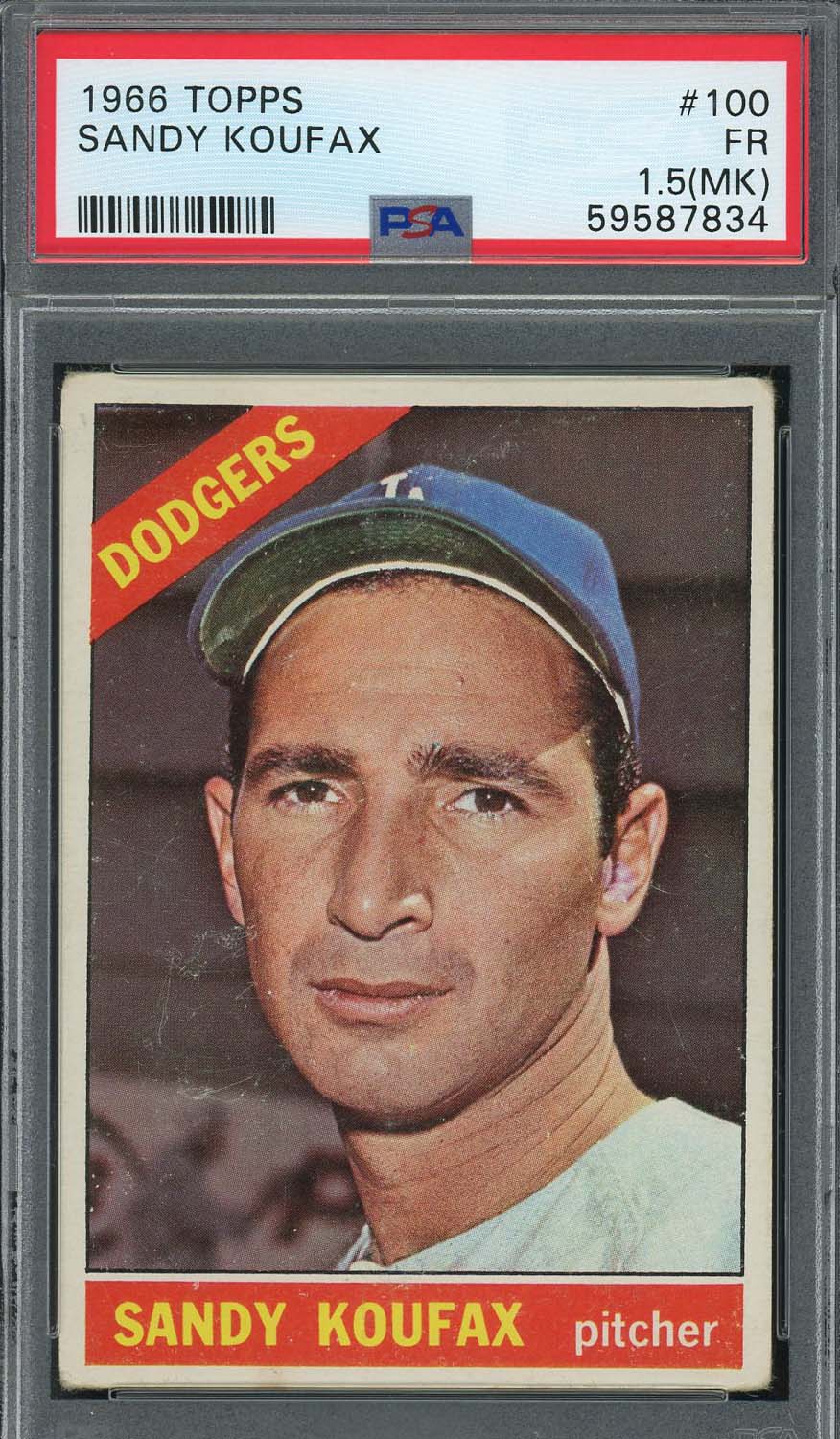Sandy Koufax 1966 Topps Baseball Card #100 Graded PSA 1.5 59587834