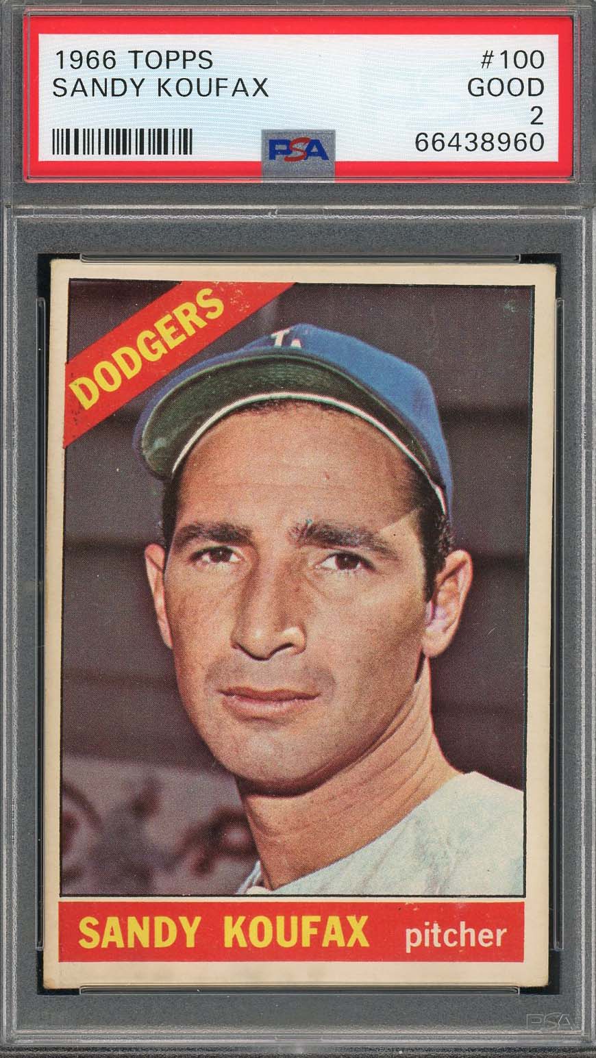 Sandy Koufax 1966 Topps Baseball Card #100 Graded PSA 2 66438960