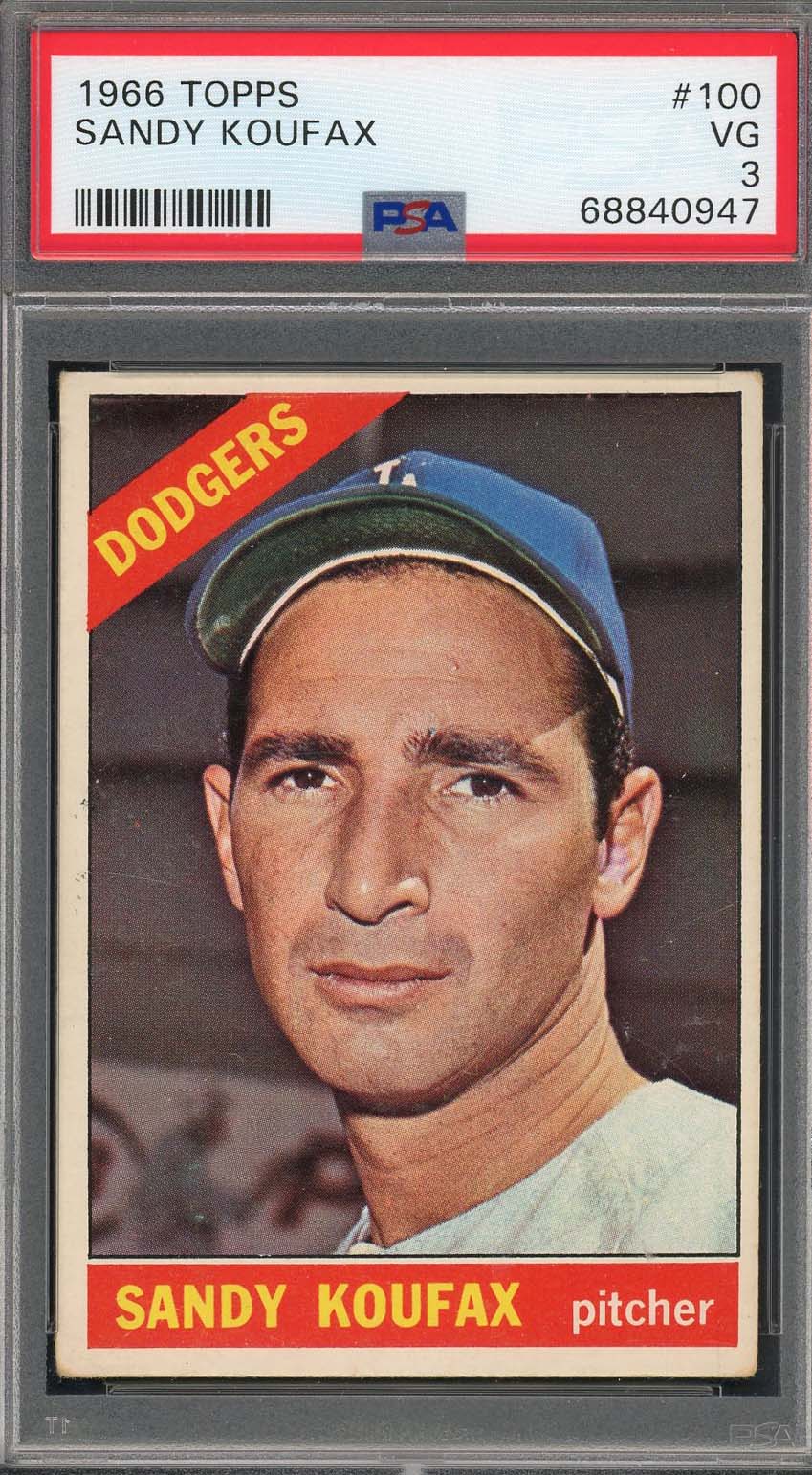 Sandy Koufax 1966 Topps Baseball Card #100 Graded PSA 3 68840947
