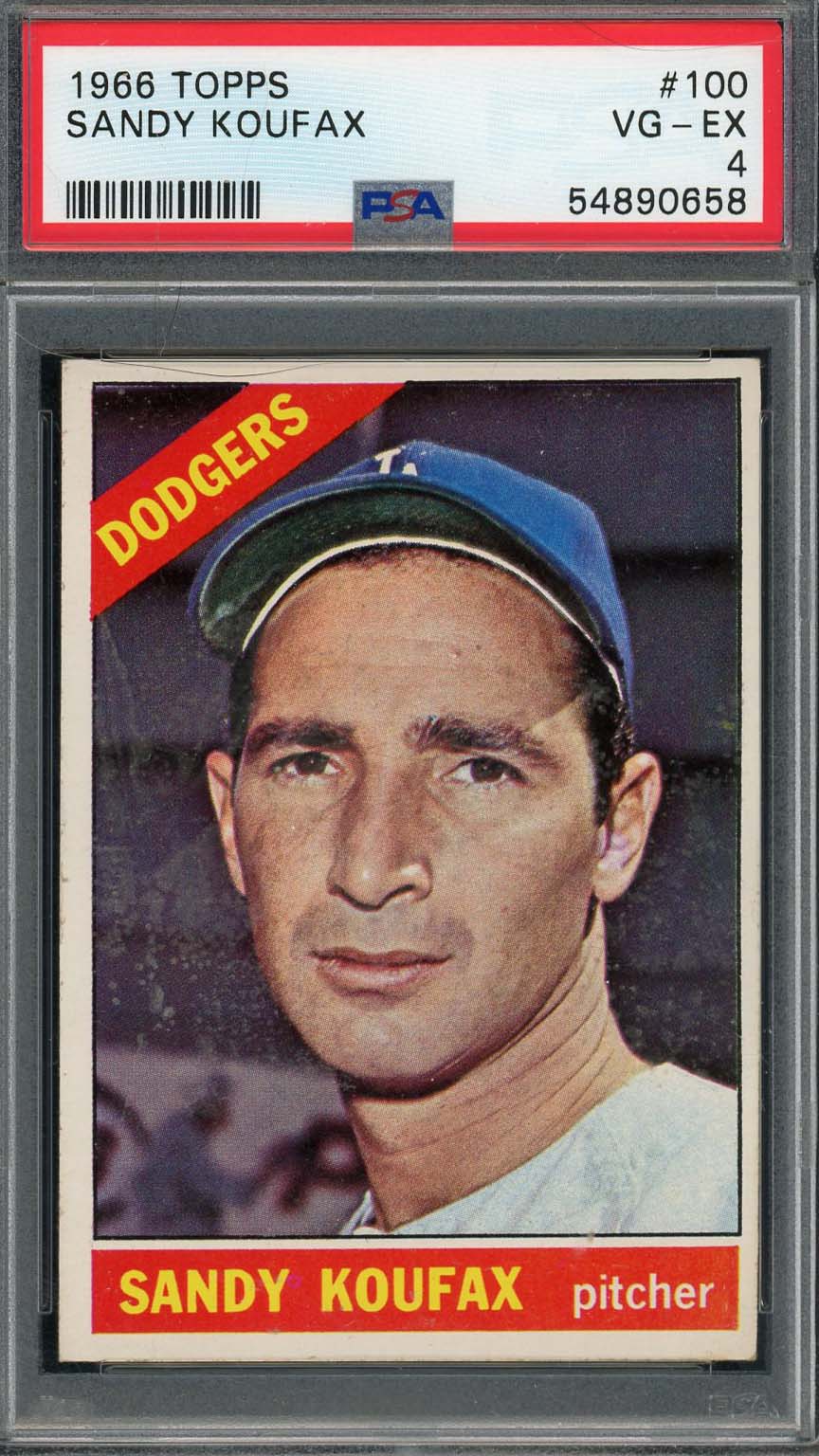 Sandy Koufax 1966 Topps Baseball Card #100 Graded PSA 4 54890658