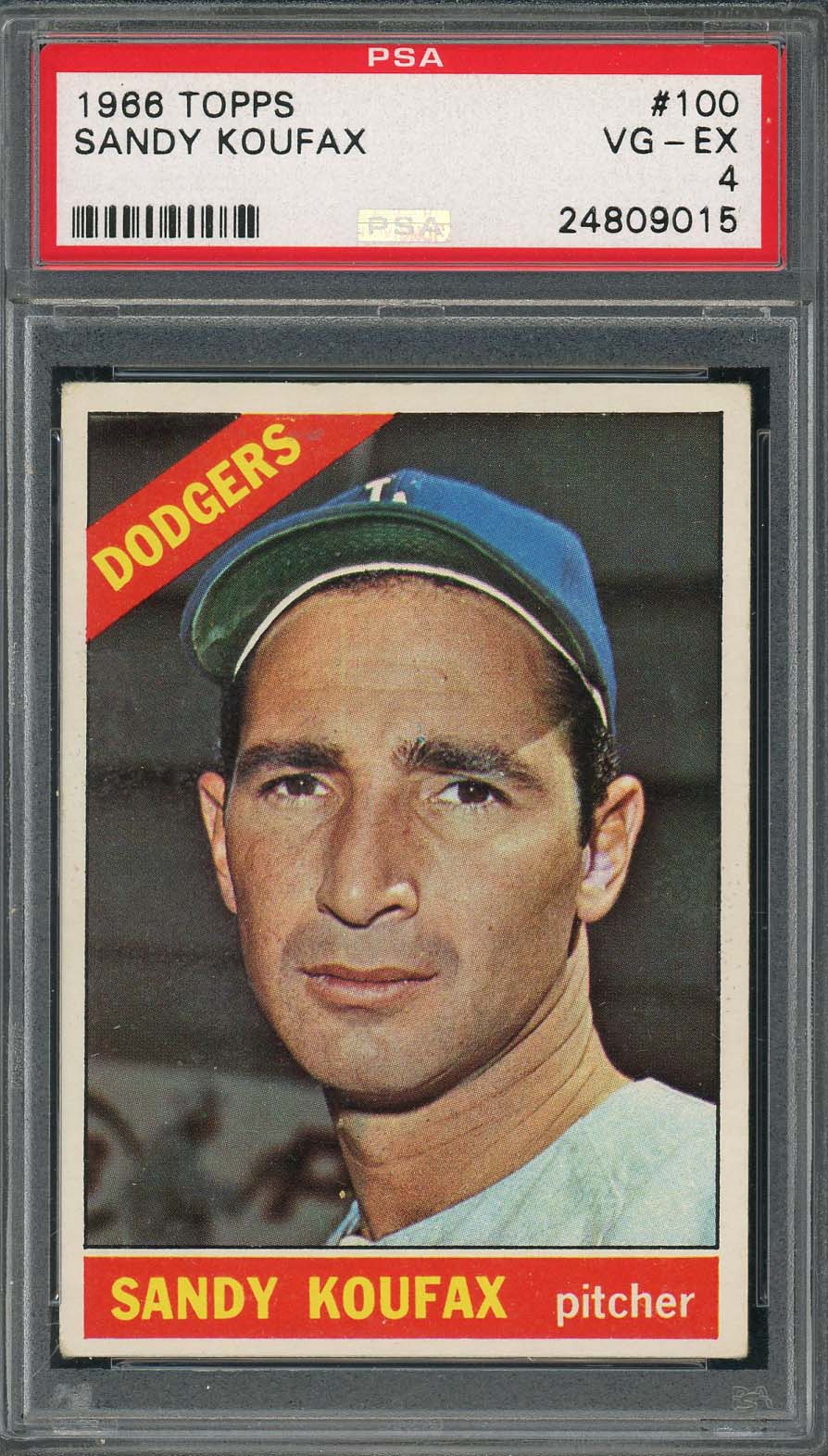 Sandy Koufax 1966 Topps Baseball Card #100 Graded PSA 4