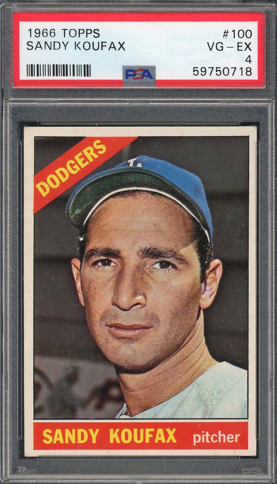 Sandy Koufax 1966 Topps Baseball Card #100 Graded PSA 4 59750718