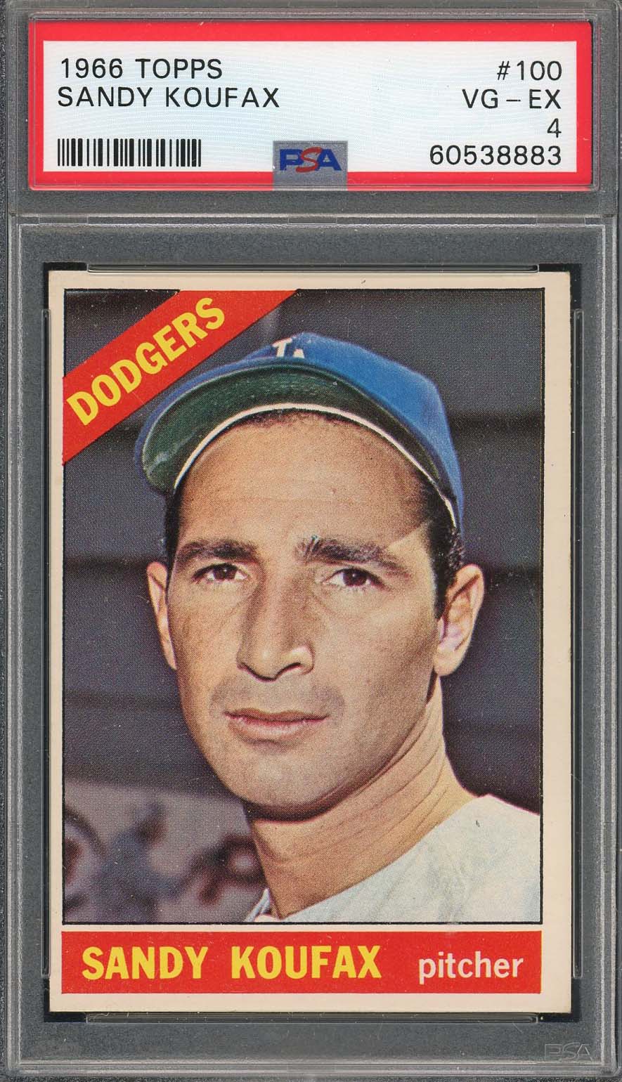 Sandy Koufax 1966 Topps Baseball Card #100 Graded PSA 4 60538883