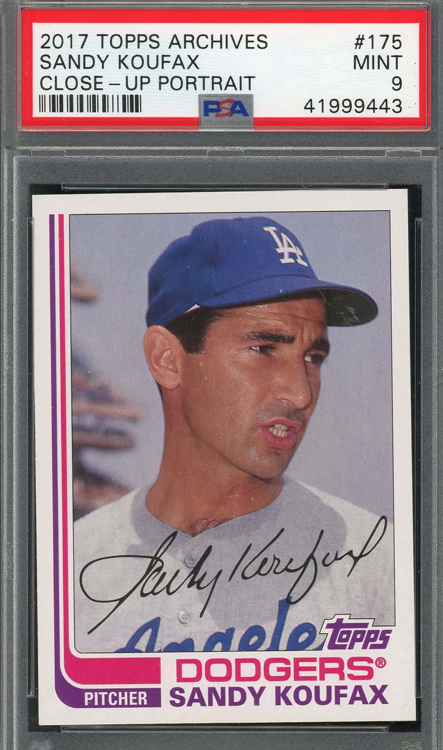 Sandy Koufax 2017 Topps Archives Baseball Card #175 Graded PSA 9