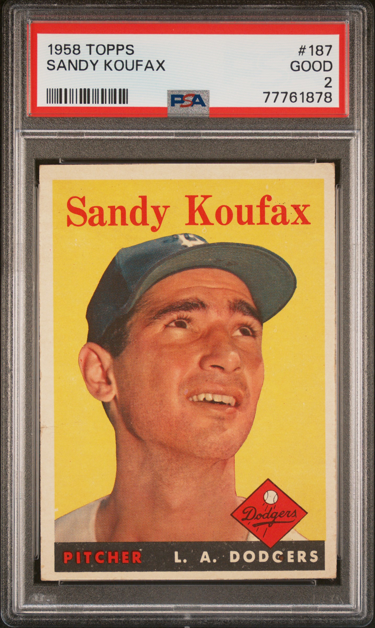 Sandy Koufax 1958 Topps Baseball Card #187 Graded PSA 2 77761878