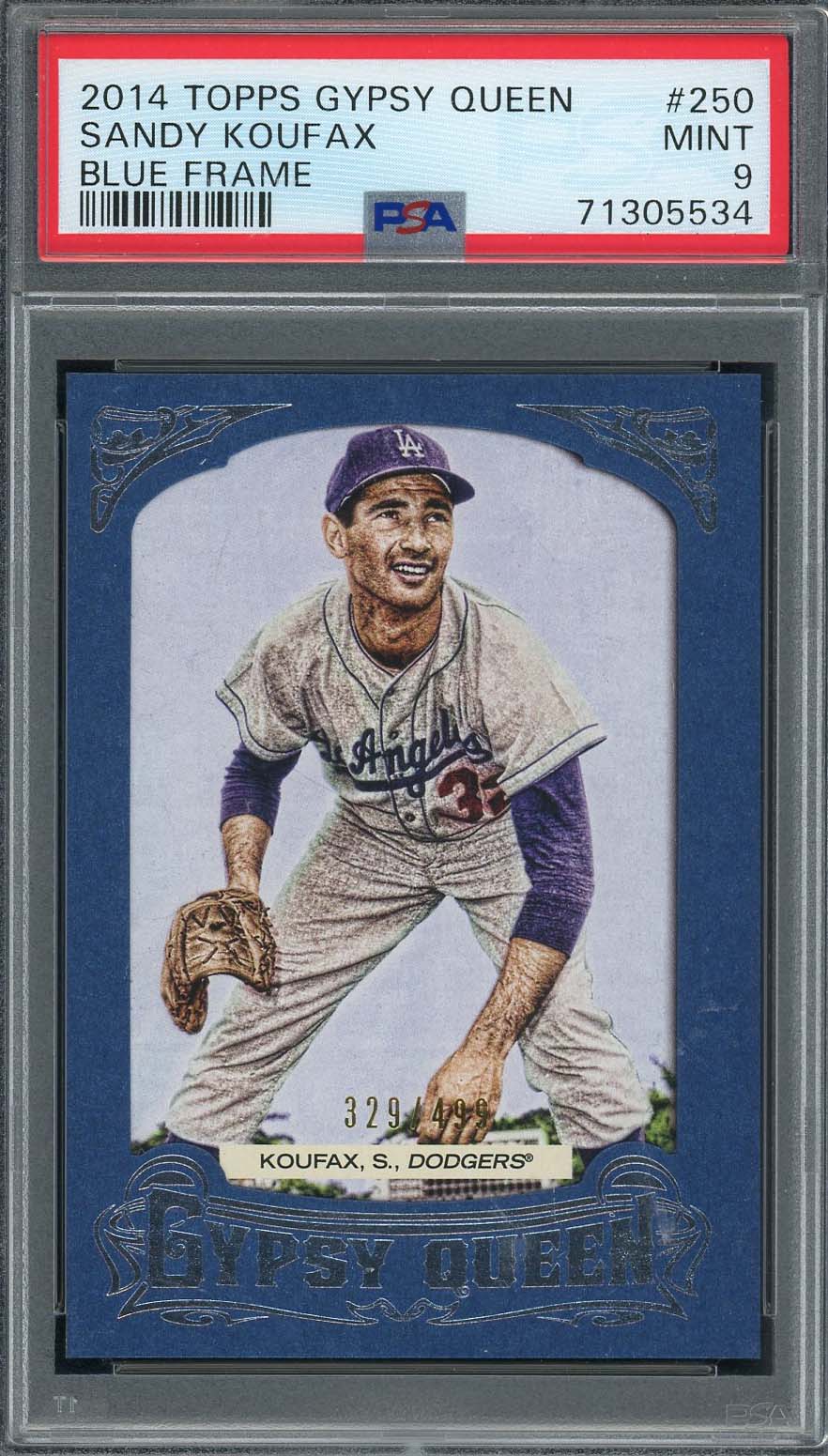Sandy Koufax 2014 Topps Gypsy Queen Blue Frame Baseball Card #250 Graded PSA 9
