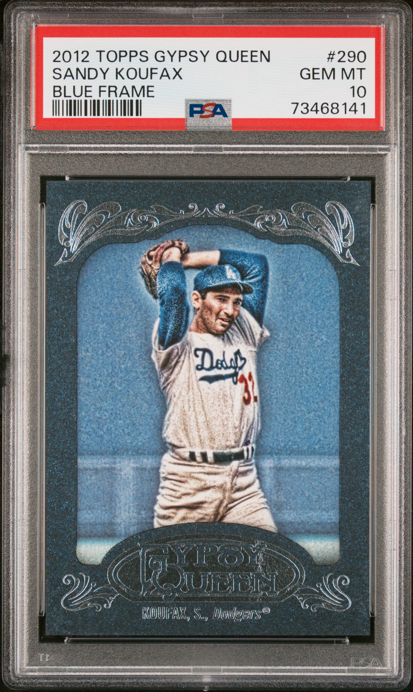 Sandy Koufax 2012 Topps Gypsy Queen Blue Frame Baseball Card #290 Graded PSA 10