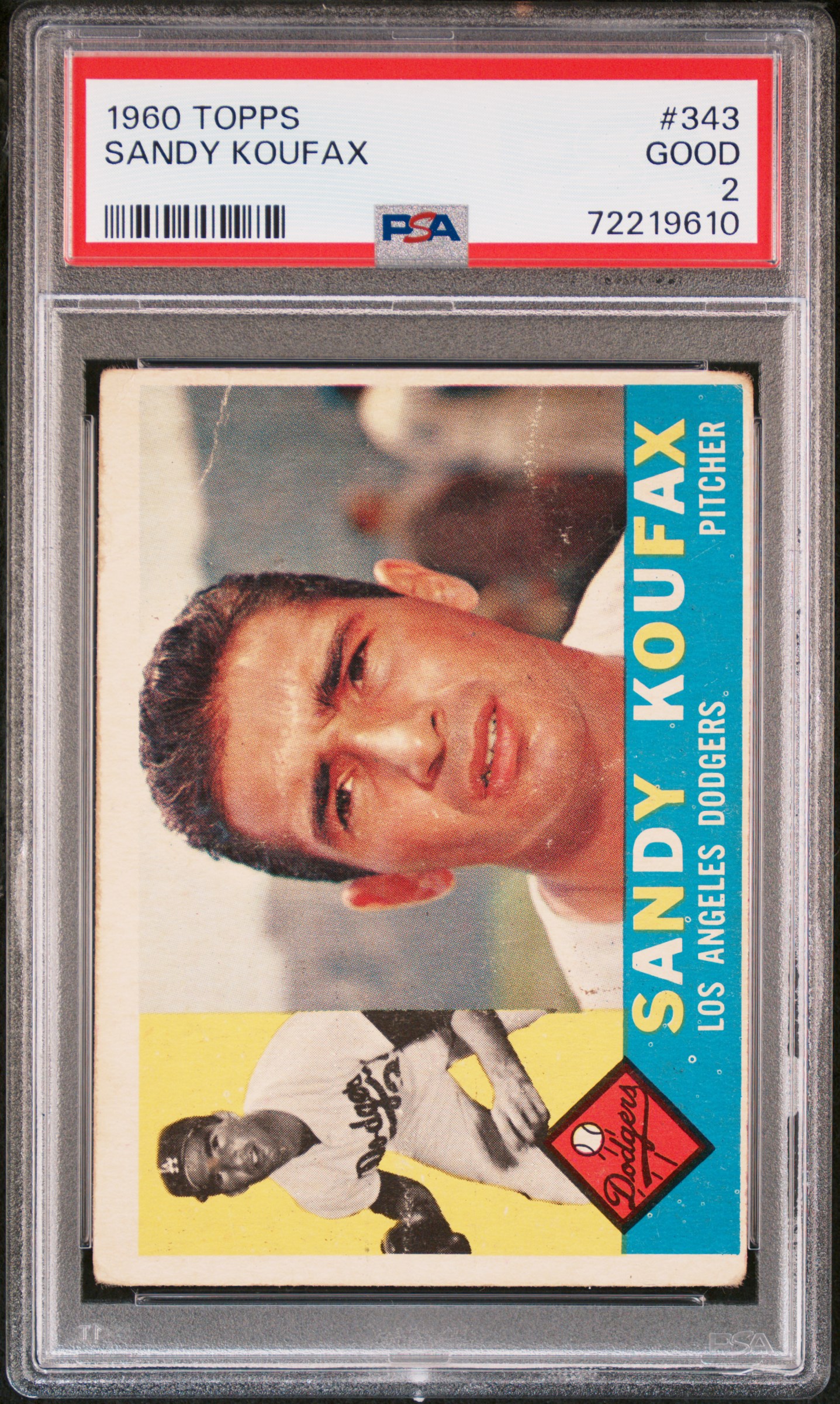 Sandy Koufax 1960 Topps Baseball Card #343 Graded PSA 2 72219610