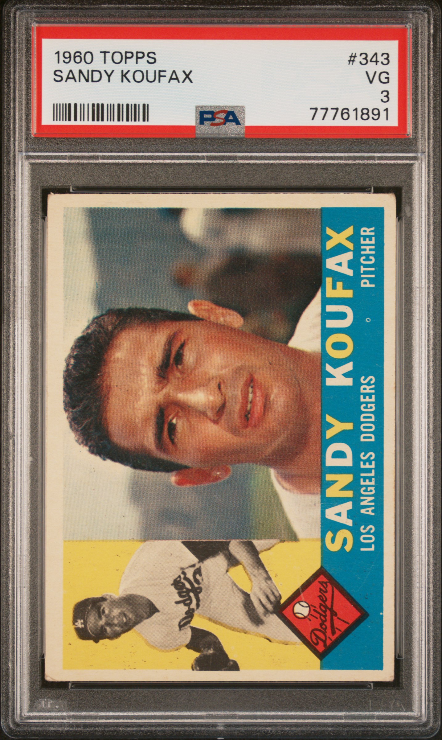 Sandy Koufax 1960 Topps Baseball Card #343 Graded PSA 3 77761891