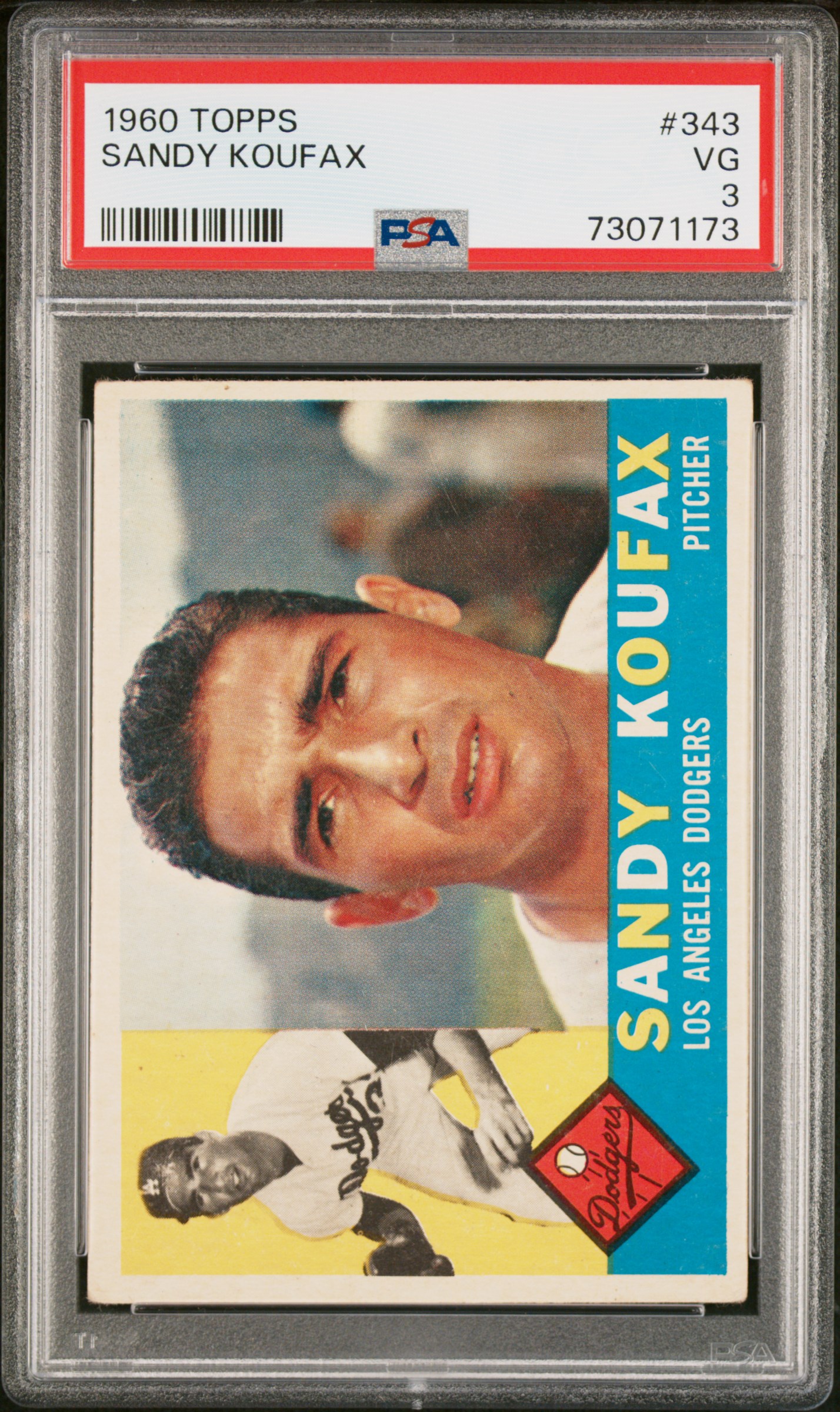 Sandy Koufax 1960 Topps Baseball Card #343 Graded PSA 3 73071173