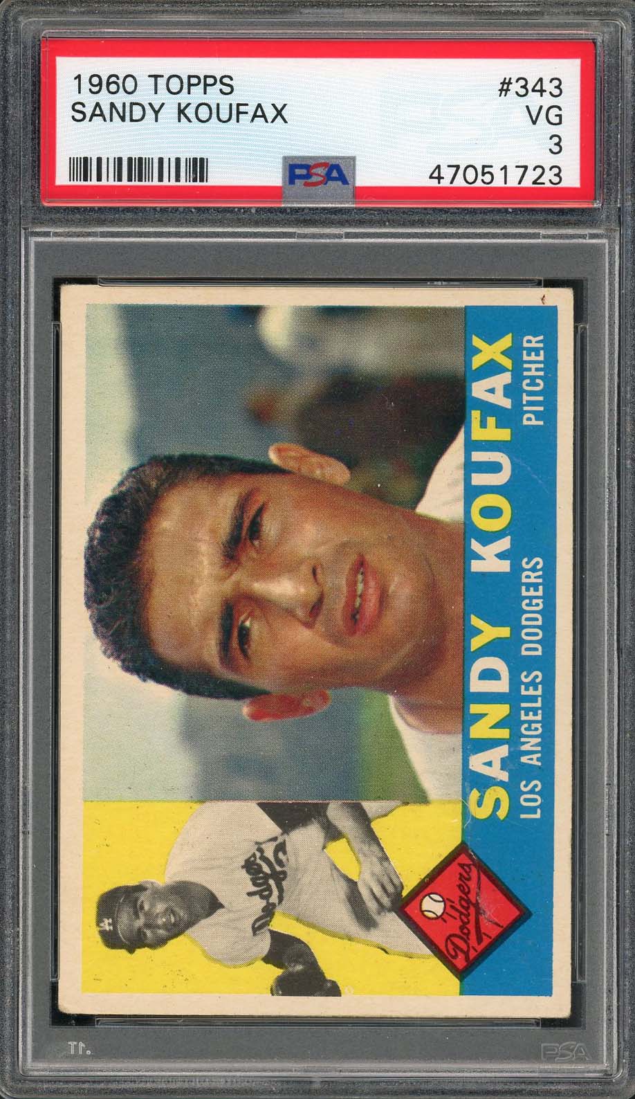 Sandy Koufax 1960 Topps Baseball Card #343 Graded PSA 3 47051723
