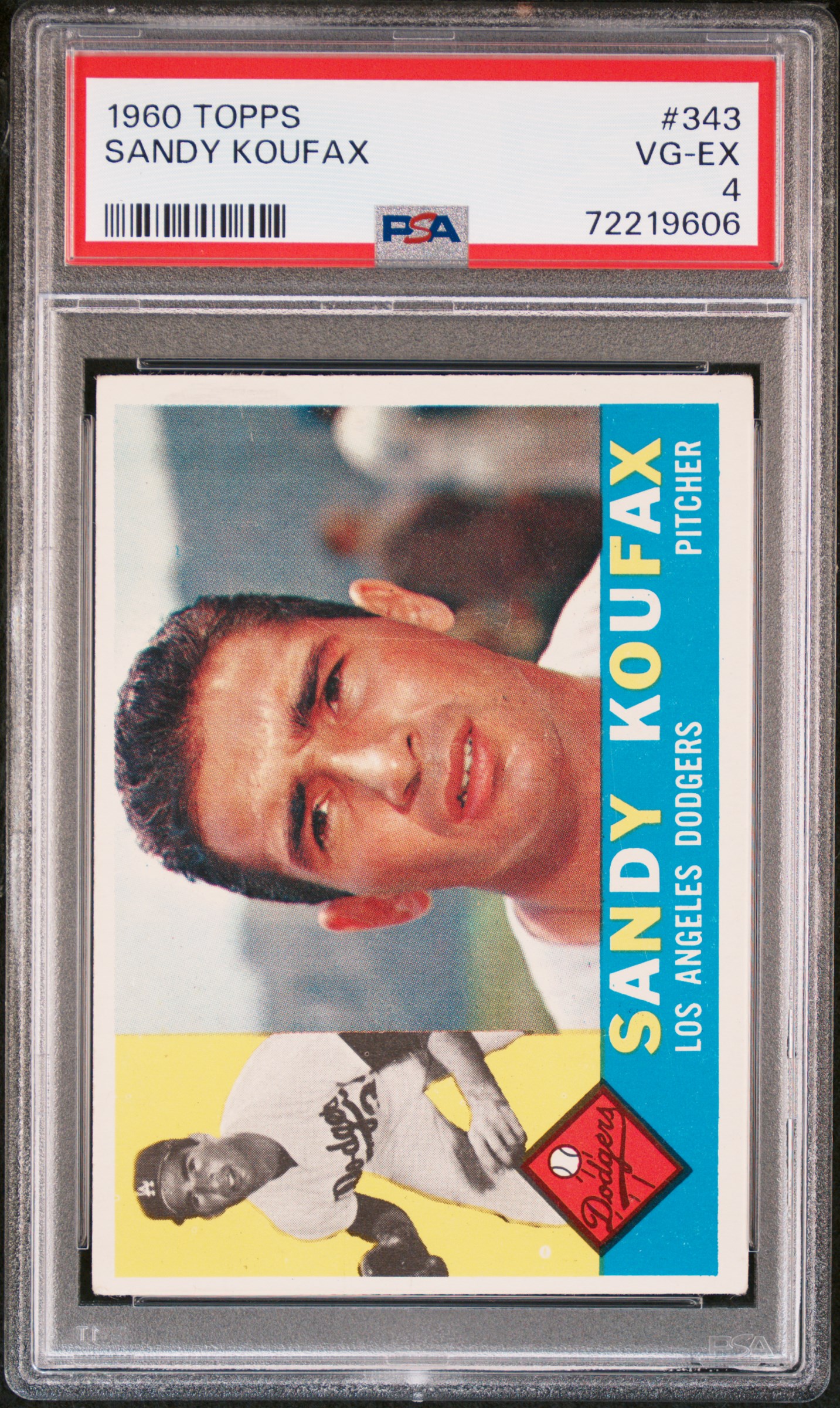 Sandy Koufax 1960 Topps Baseball Card #343 Graded PSA 4 72219606