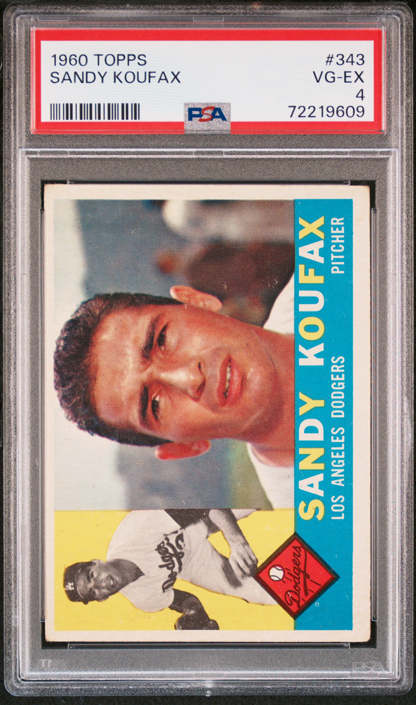 Sandy Koufax 1960 Topps Baseball Card #343 Graded PSA 4 72219609
