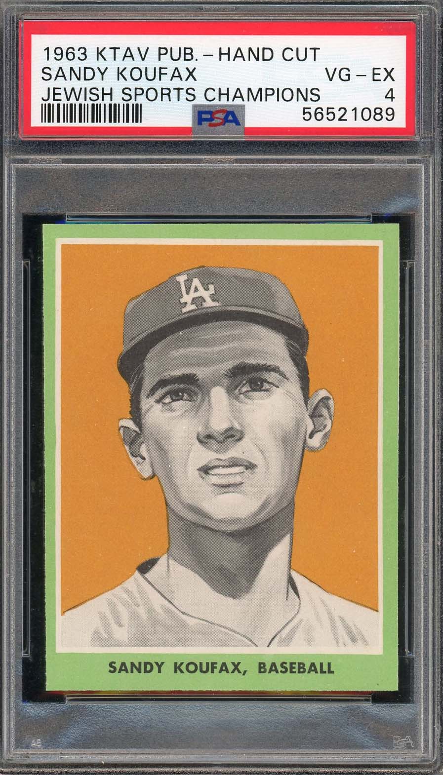 Sandy Koufax 1963 KTAV Pub Hand Cut Jewish Sports Baseball Card Graded PSA 4 Sandy Koufax 1963 KTAV Pub Hand Cut Jewish Sports Baseball Card Graded PSA 4