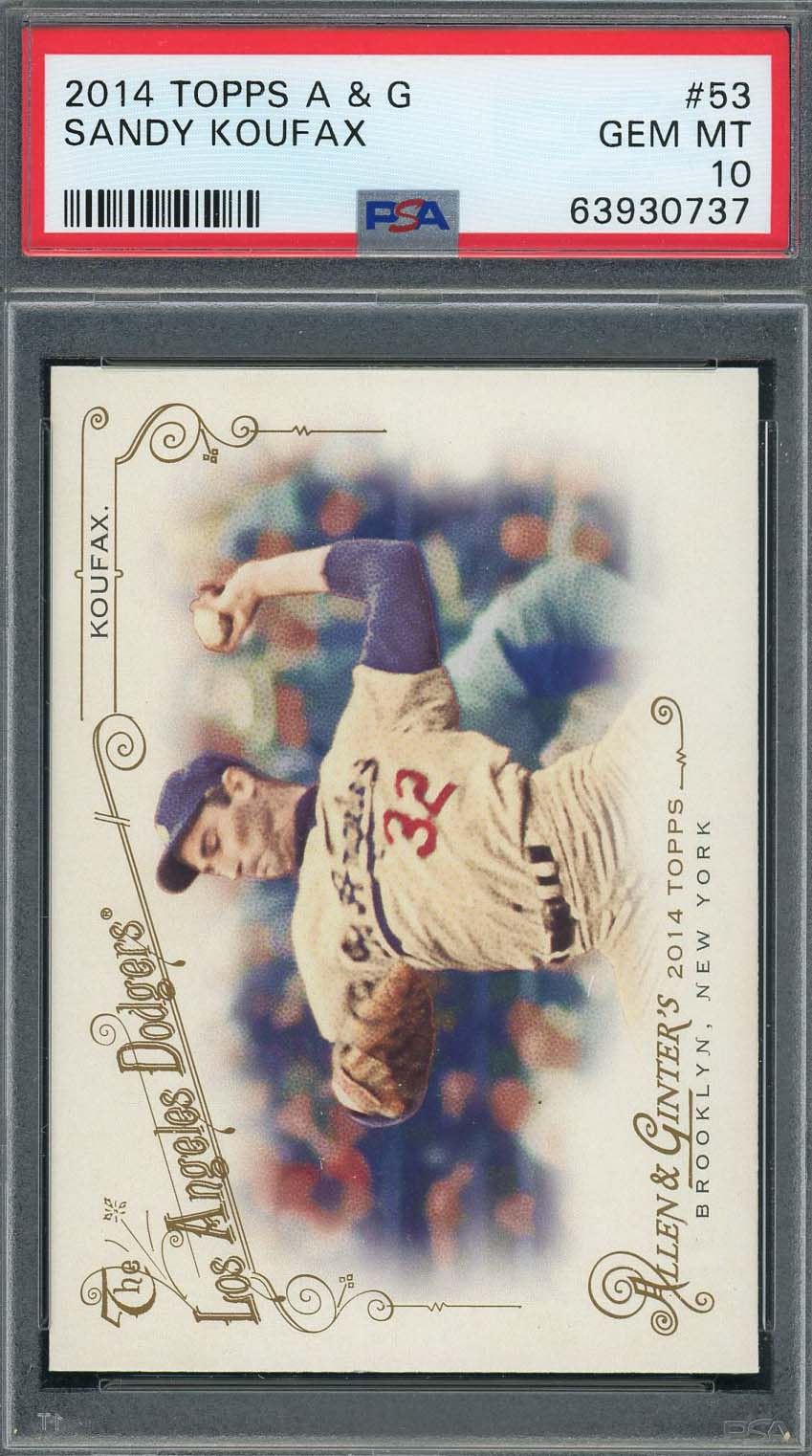 Sandy Koufax 2014 Topps Allen & Ginter Baseball Card #53 Graded PSA 10