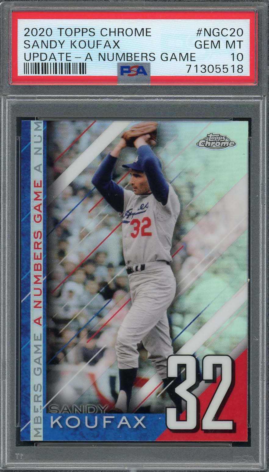 Sandy Koufax 2020 Topps Chrome Update Baseball Card #NGC20 Graded PSA 10