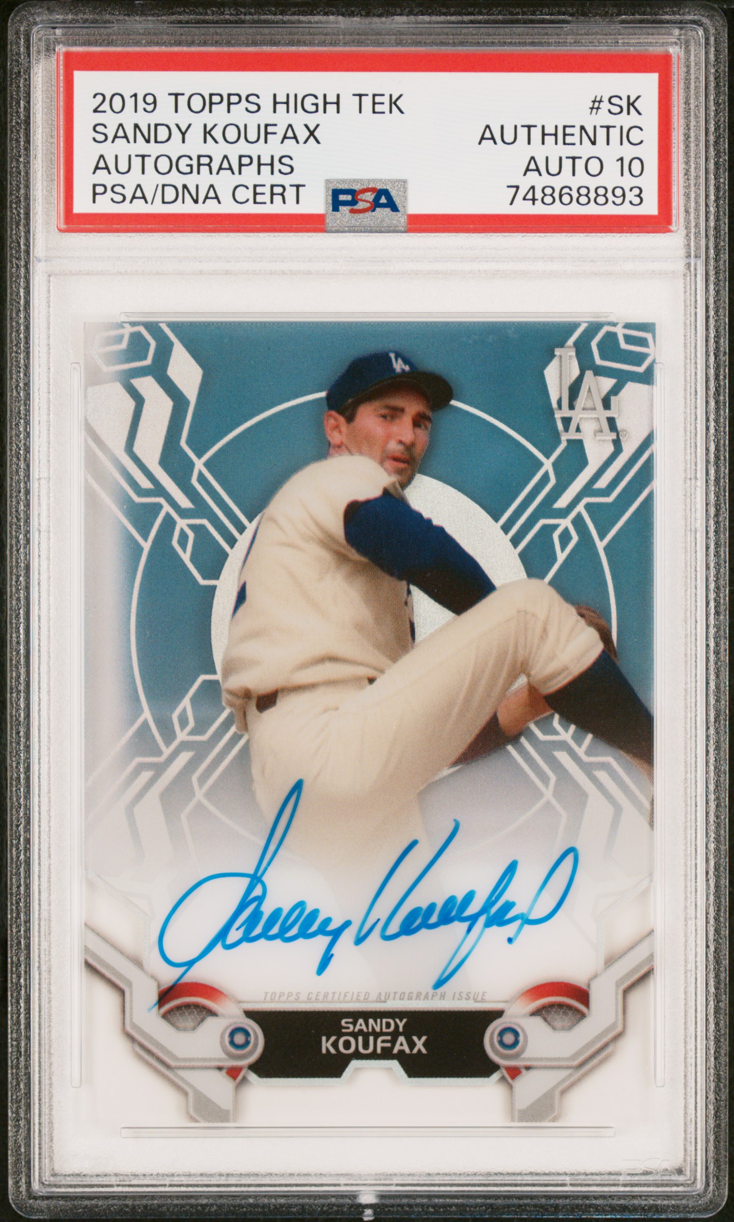 Sandy Koufax 2019 Topps High Tek Signed Baseball Card #SK Auto PSA 10