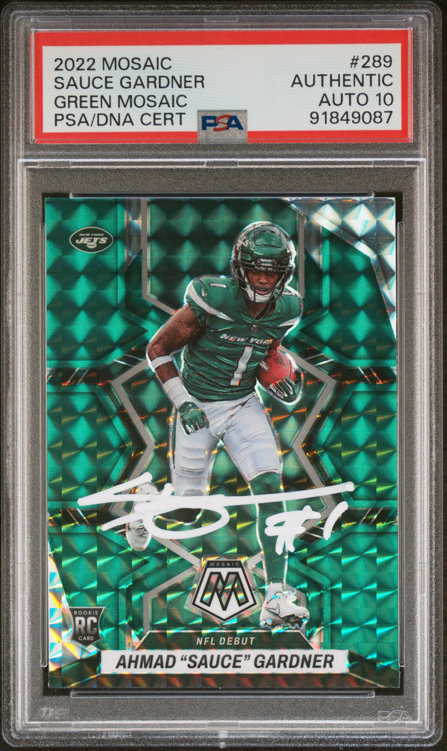 Sauce Gardner 2022 Panini Mosaic Green Signed Rookie Card #289 Auto PSA 10 49087