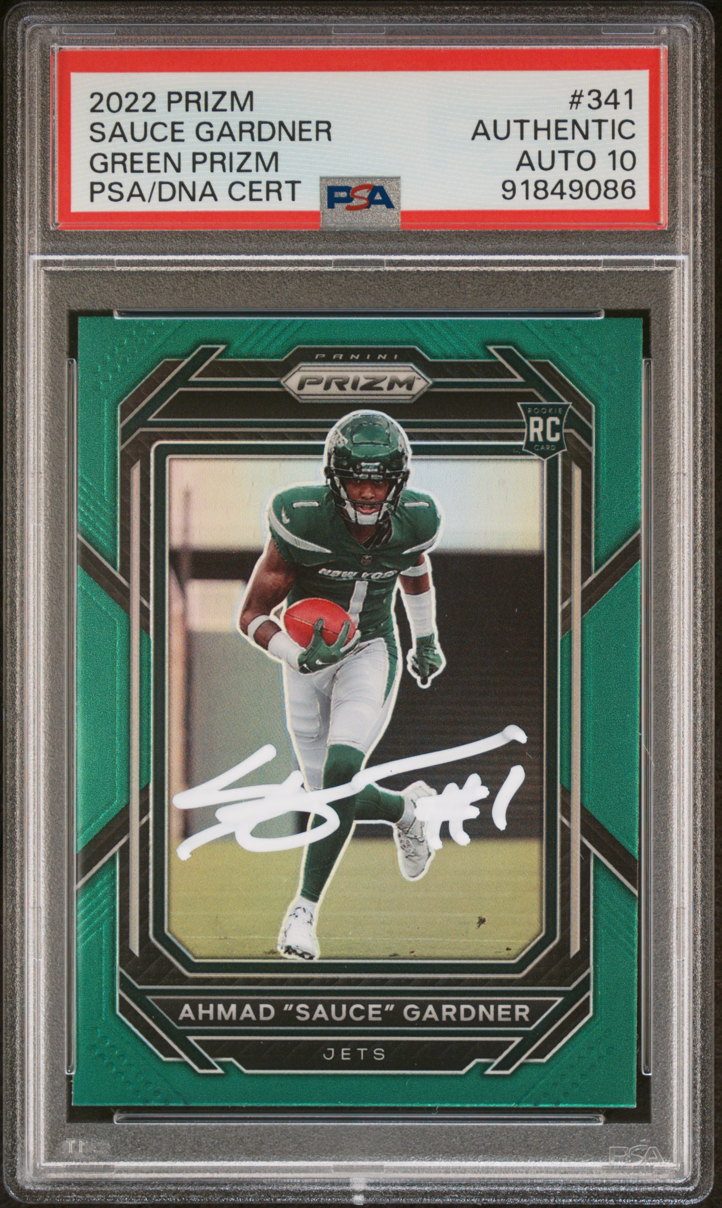 Sauce Gardner 2022 Panini Prizm Green Signed Rookie Card #341 Auto PSA 10 849086