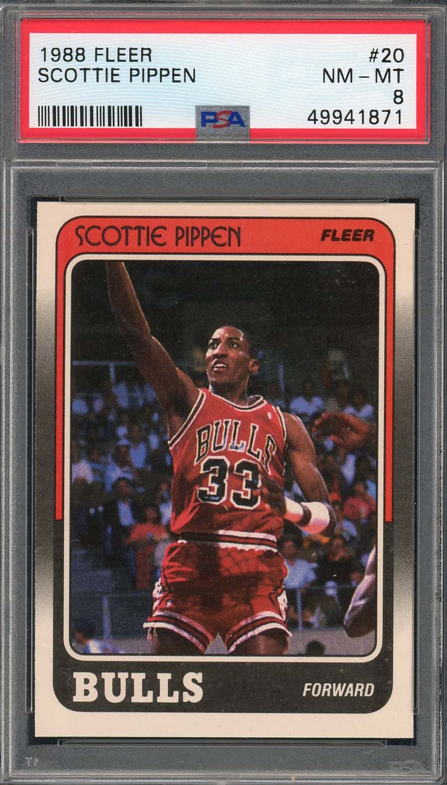 Scottie Pippen 1988 Fleer Basketball Rookie Card RC #20 Graded PSA 8