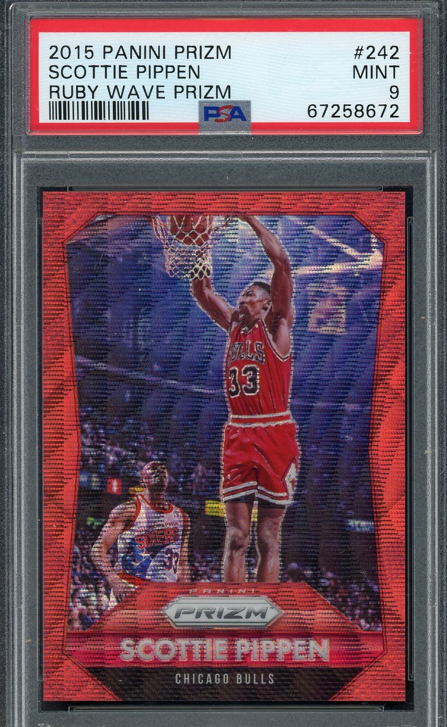 Scottie Pippen 2015 Panini Prizm Ruby Wave Card #242 Graded PSA 9 #/350