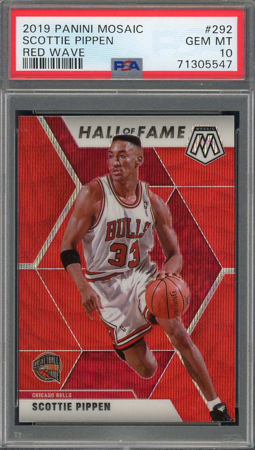 Scottie Pippen 2019 Panini Mosaic Red Wave Prizm Basketball Card #292 PSA 10