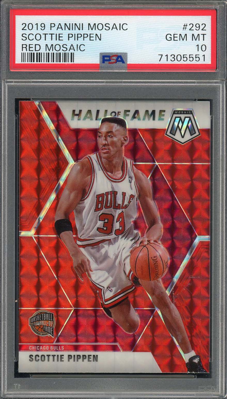 Scottie Pippen 2019 Panini Mosaic Red Prizm Basketball Card #292 Graded PSA 10