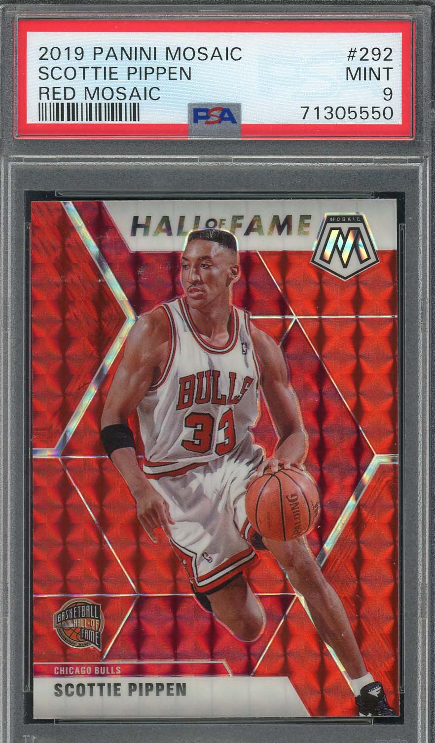 Scottie Pippen 2019 Panini Mosaic Red Prizm Basketball Card #292 Graded PSA 9