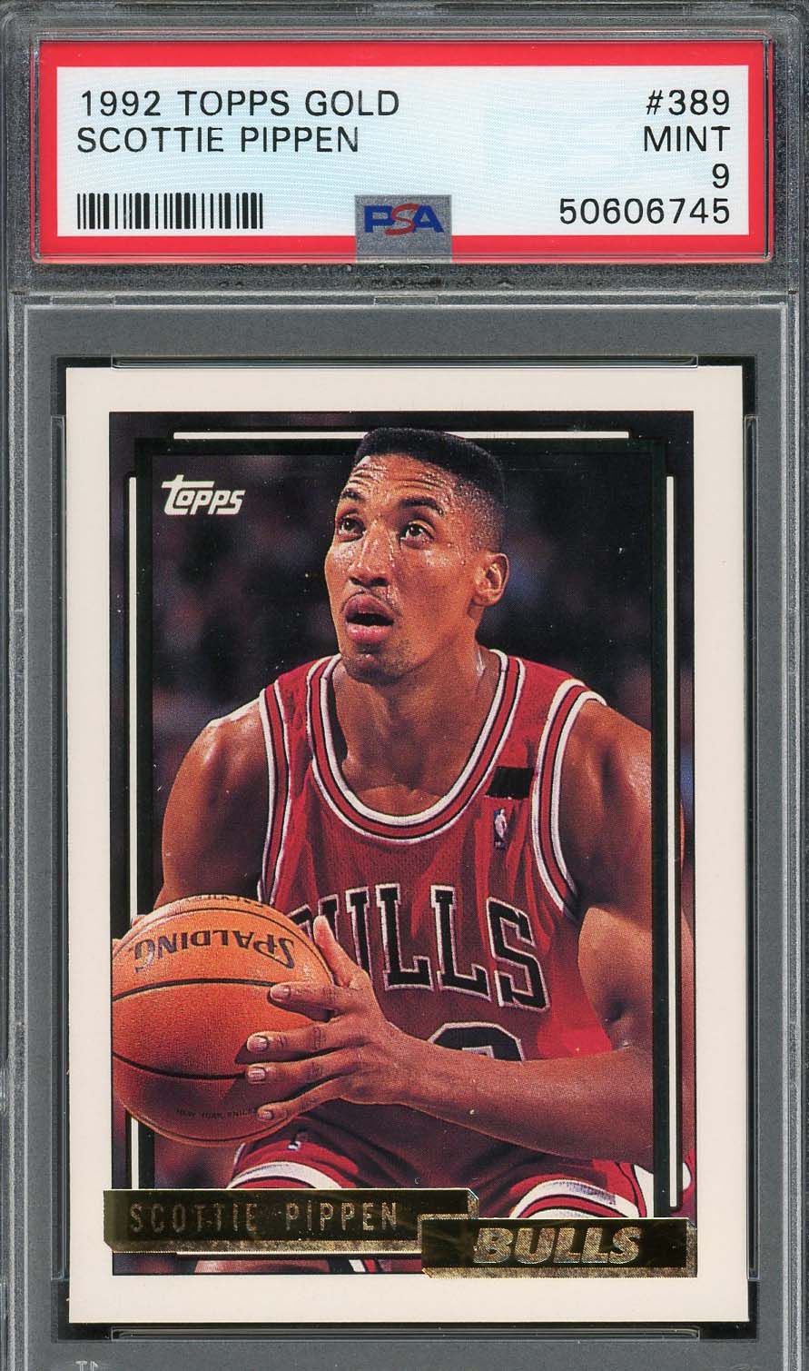 Scottie Pippen 1992 Topps Gold Basketball Card #389 Graded PSA 9 Scottie Pippen 1992 Topps Gold Basketball Card #389 Graded PSA 9