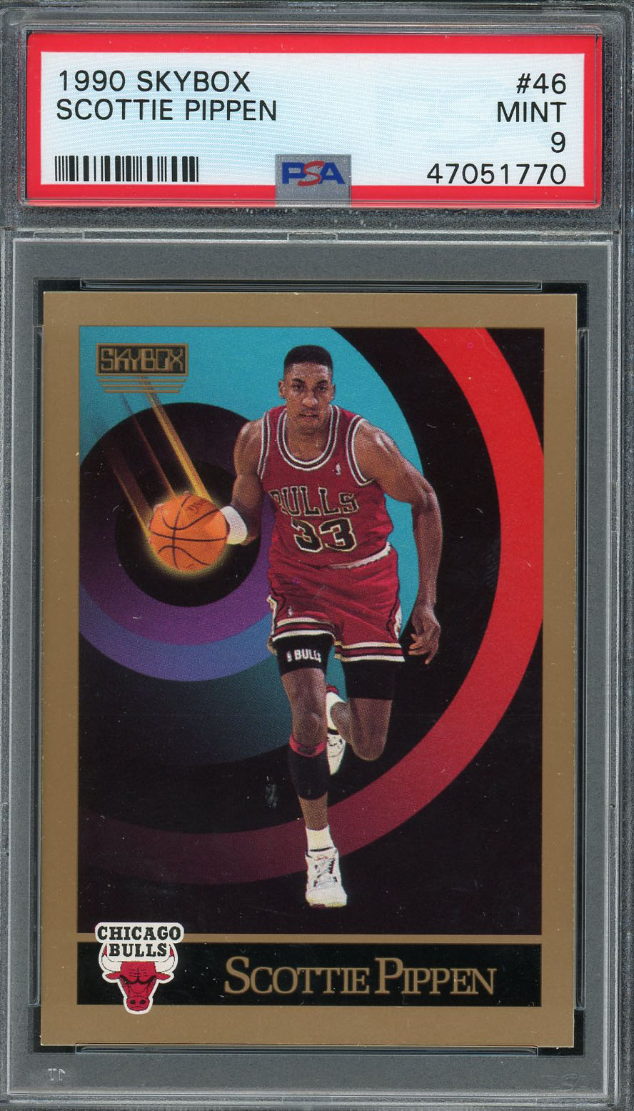 Scottie Pippen 1990 Skybox Basketball Card #46 Graded PSA 9 MINT