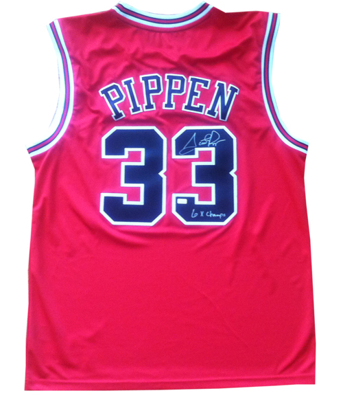Scottie Pippen Signed Chicago Bulls Jersey 6x CHAMPS Mounted COA