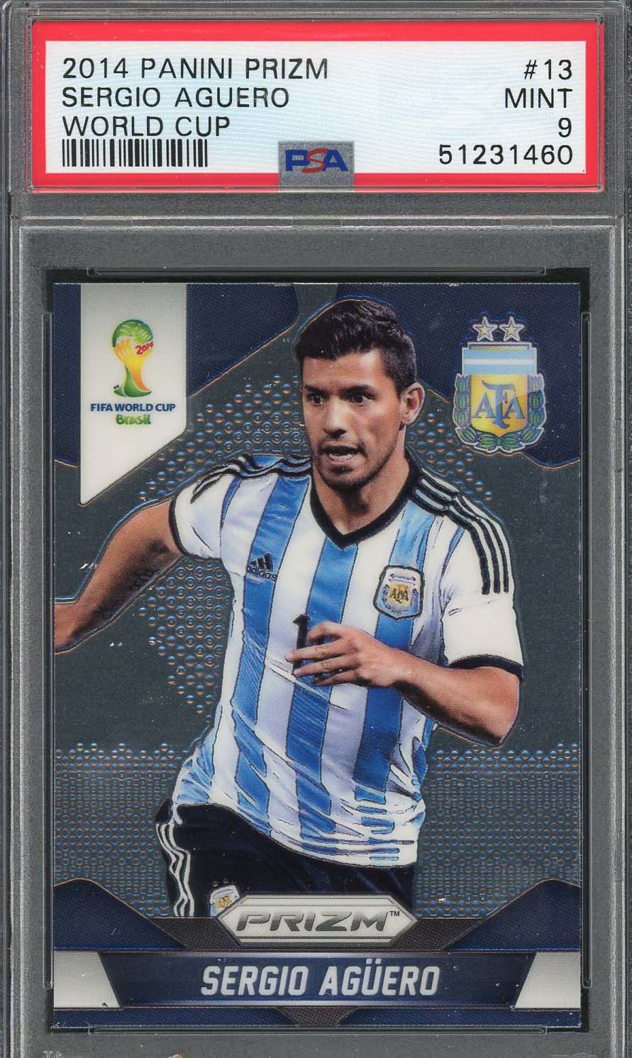 Sergio Aguero 2014 Panini Prizm World Cup Card #13 PSA 9 Sergio Aguero 2014 Panini Prizm World Cup Card #13 PSA 9