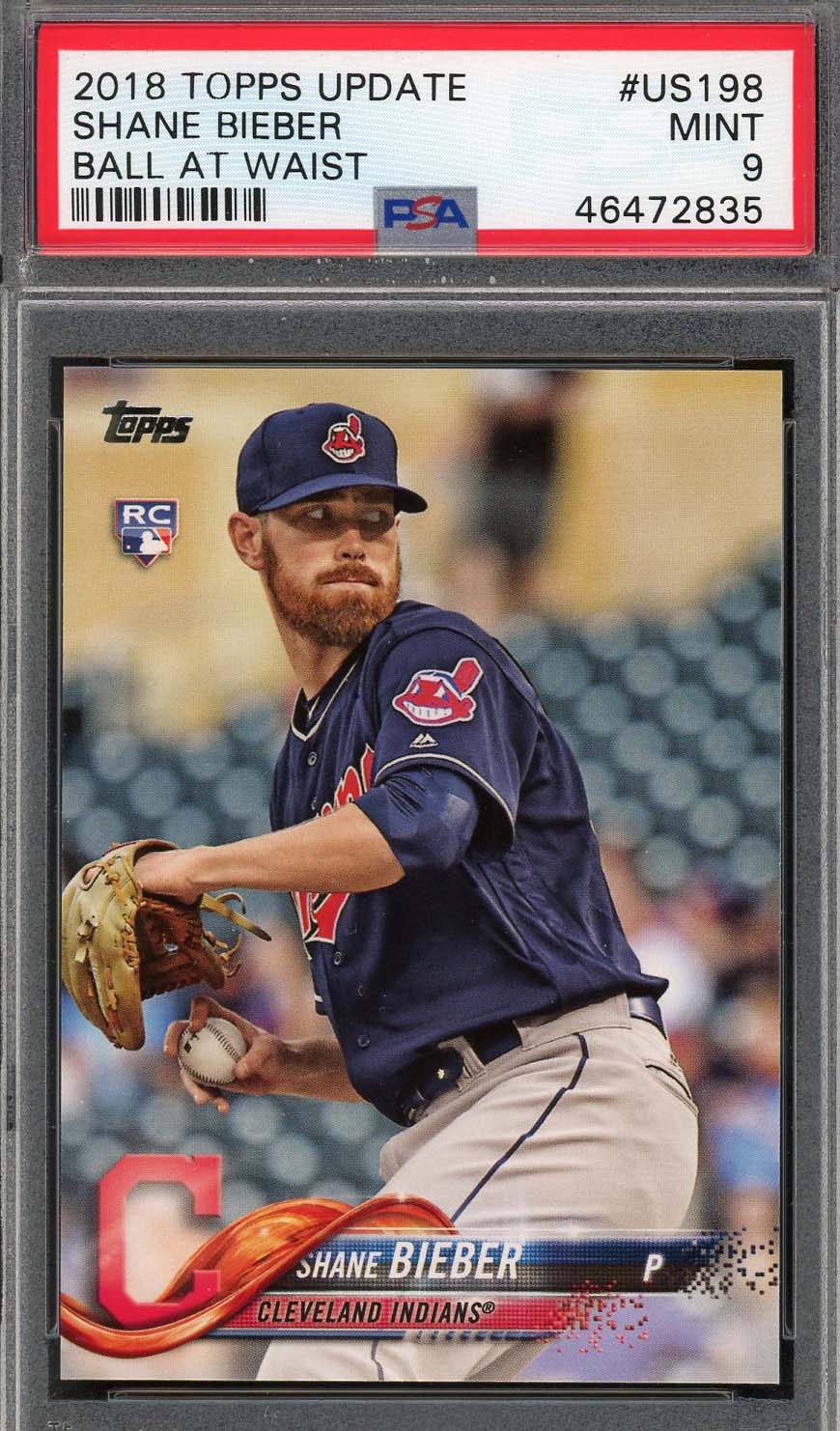 Shane Bieber 2018 Topps Update Baseball Rookie Card RC #US198 Graded PSA 9 MINT