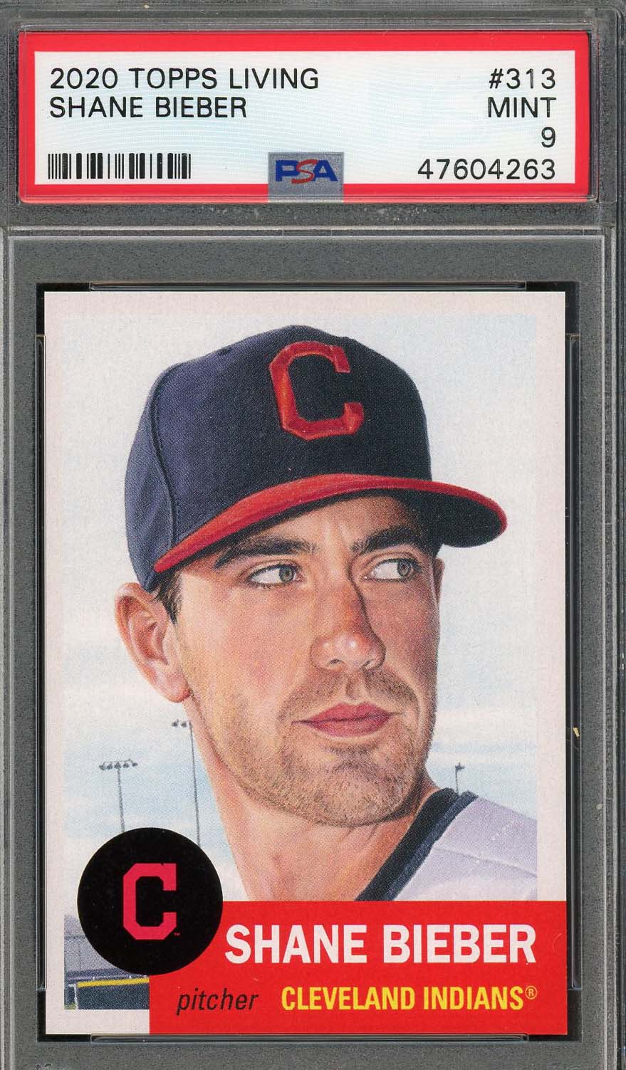 Shane Bieber 2020 Topps Living Baseball Card #313 Graded PSA 9 MINT
