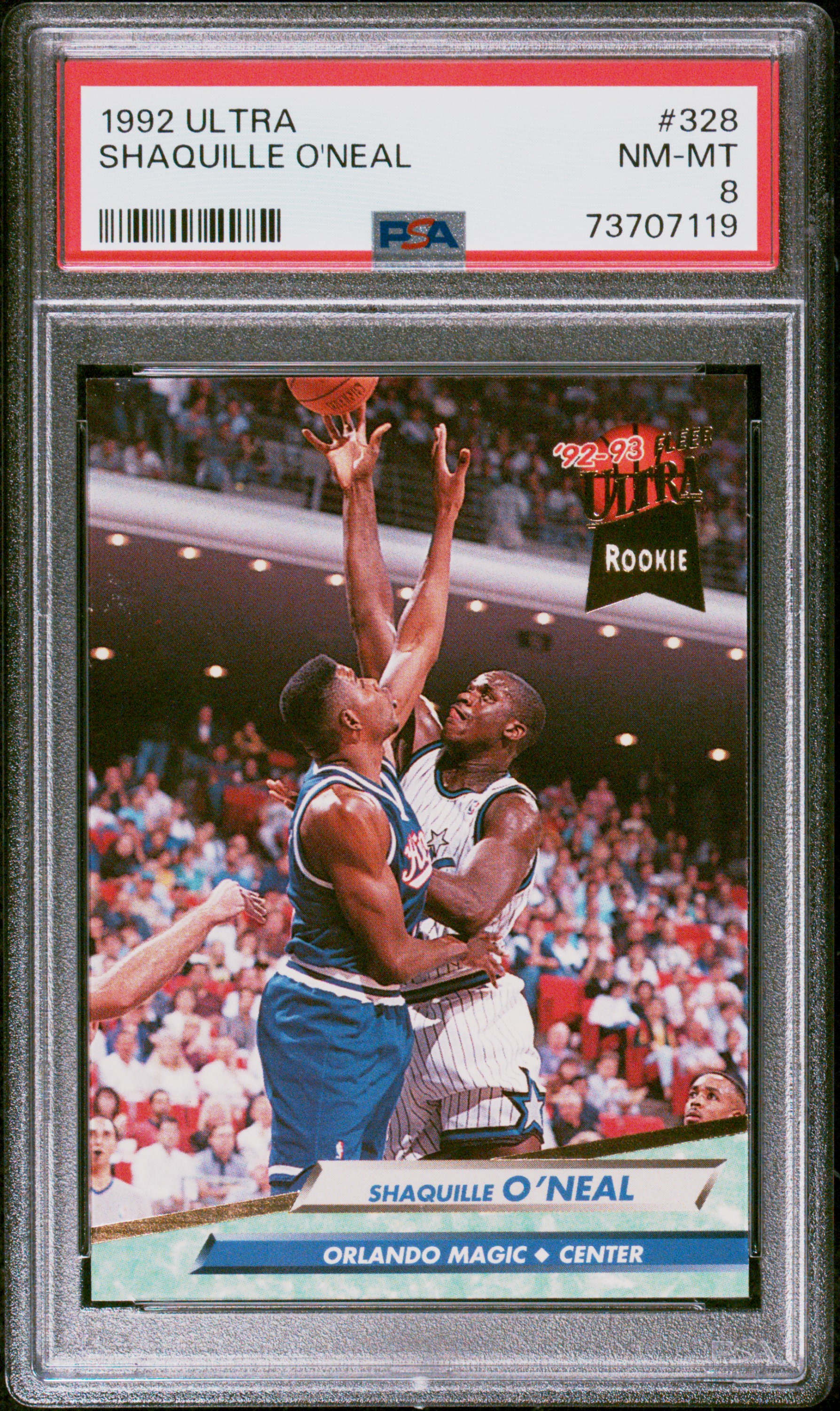 Shaquille O'Neal 1992 Fleer Ultra Basketball Rookie Card RC #328 Graded PSA 8